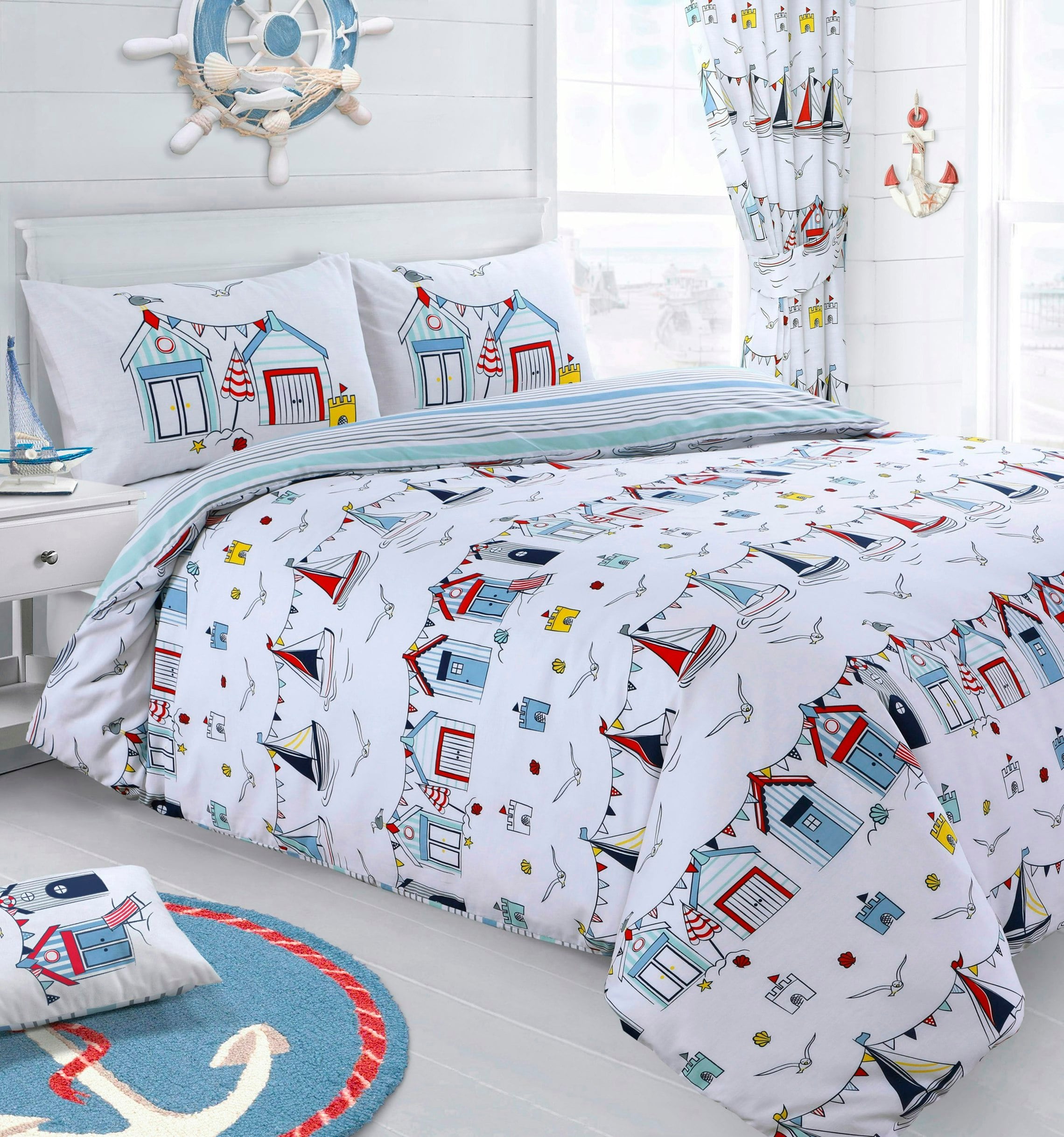 Velosso Nautical Printed Cotton Blend Duvet Cover And Pillowcase Set - Multi - King