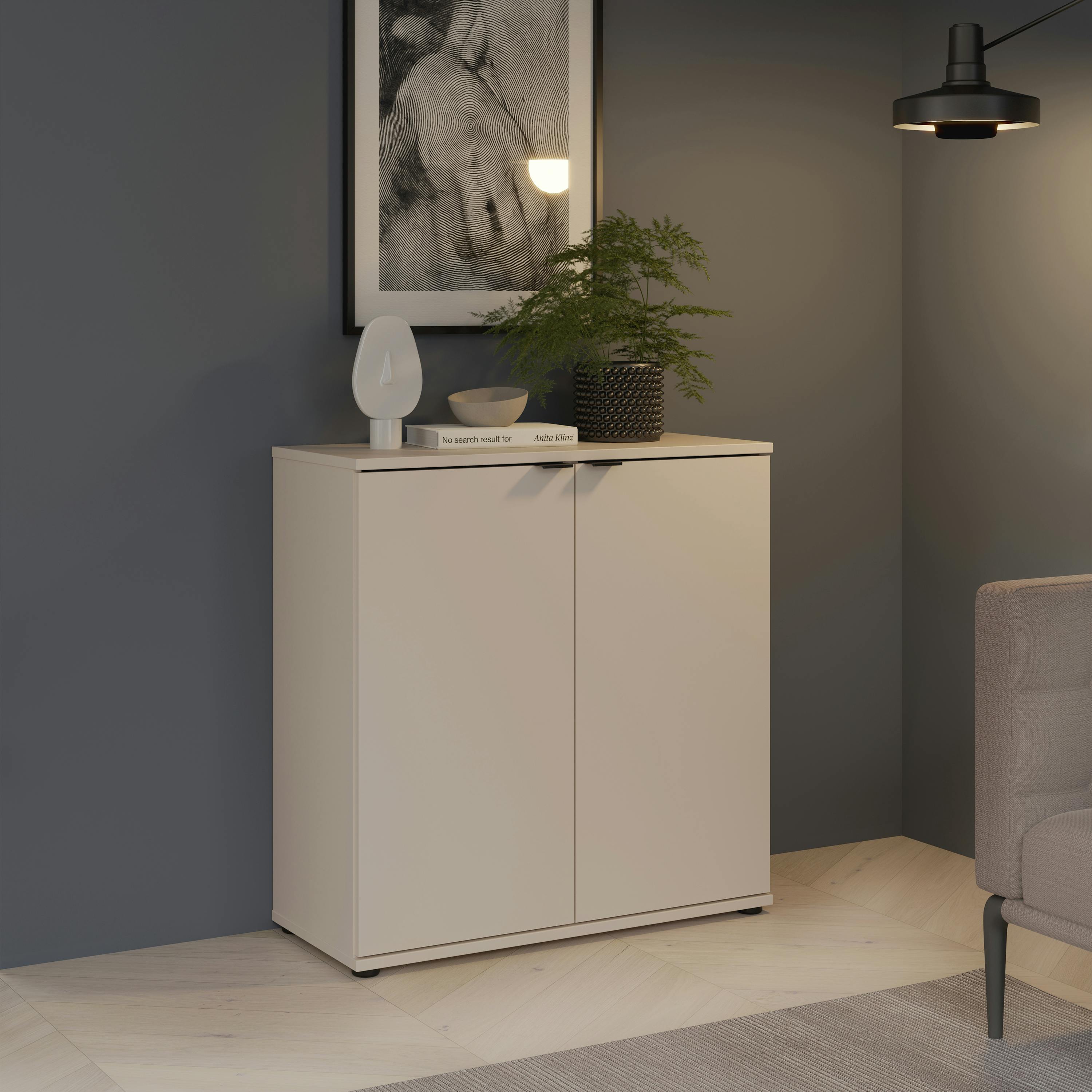Rackhams Ganymede 2 Door Cupboard In Sand - W 80.1 X H 82.3 X D 34.1Cm - 1 - Manufactured Wood