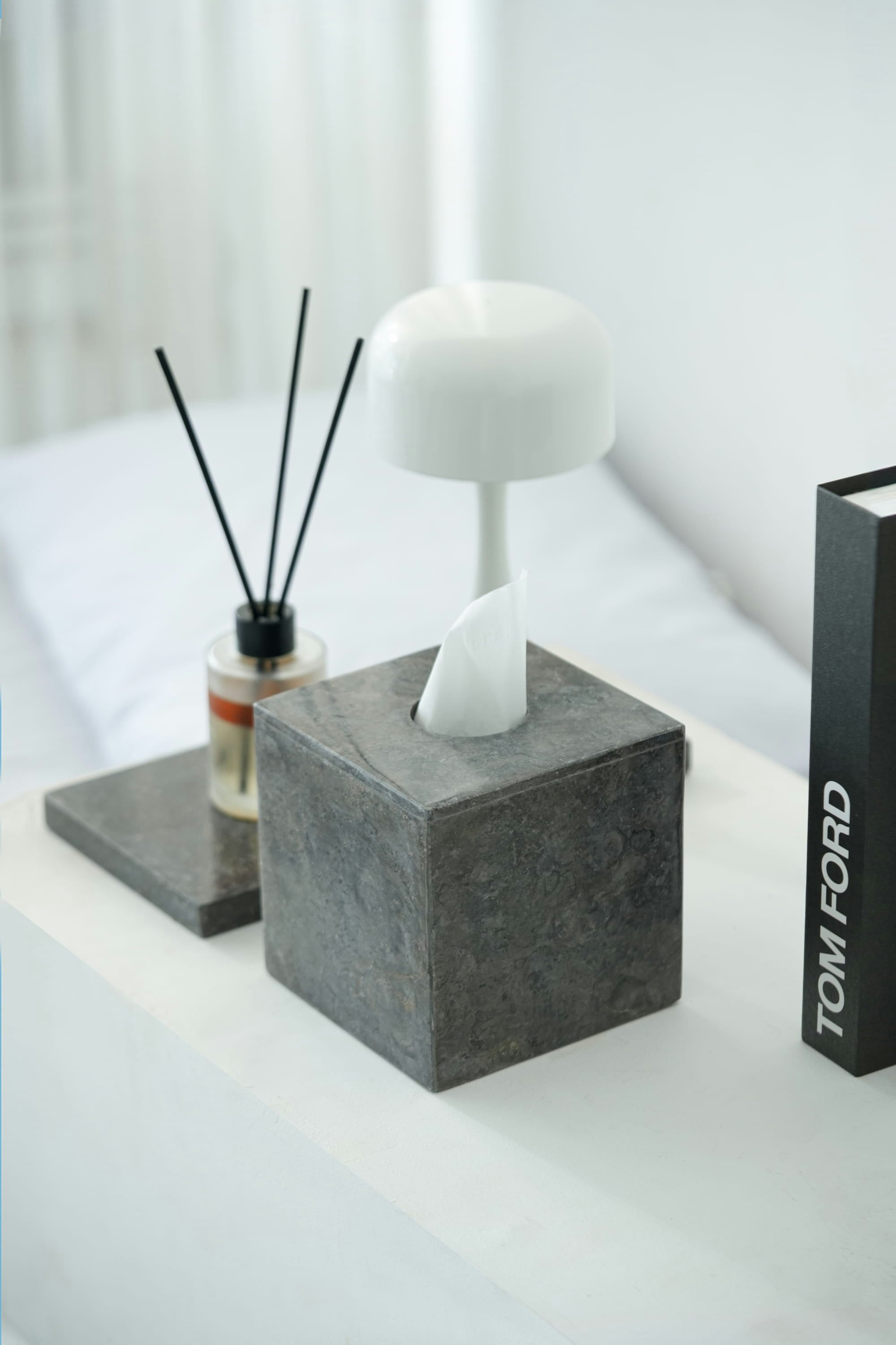 Coastal Villa Homeware Black Square Marble Tissue Holder
