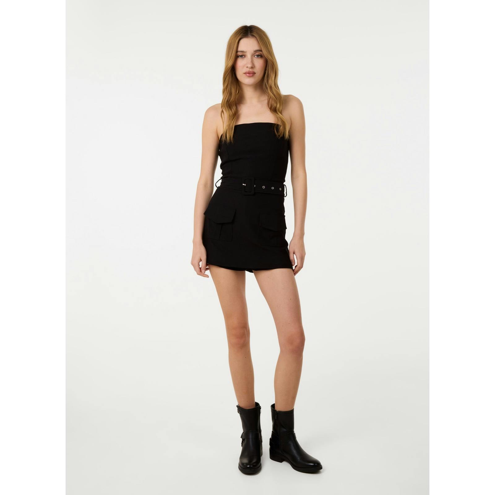 Pink Vanilla Pink/Black Vanilla Bandeau Combat Playsuit - S