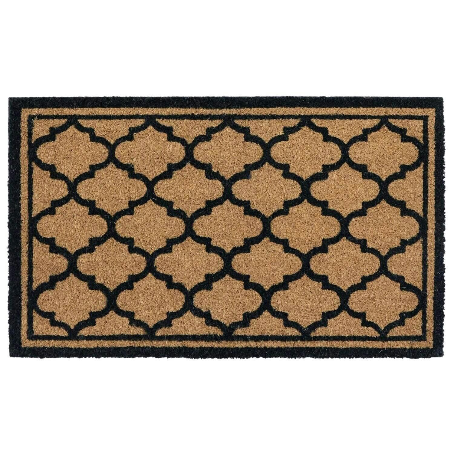 Black Moroccan Tile Coir Doormat - Image 2