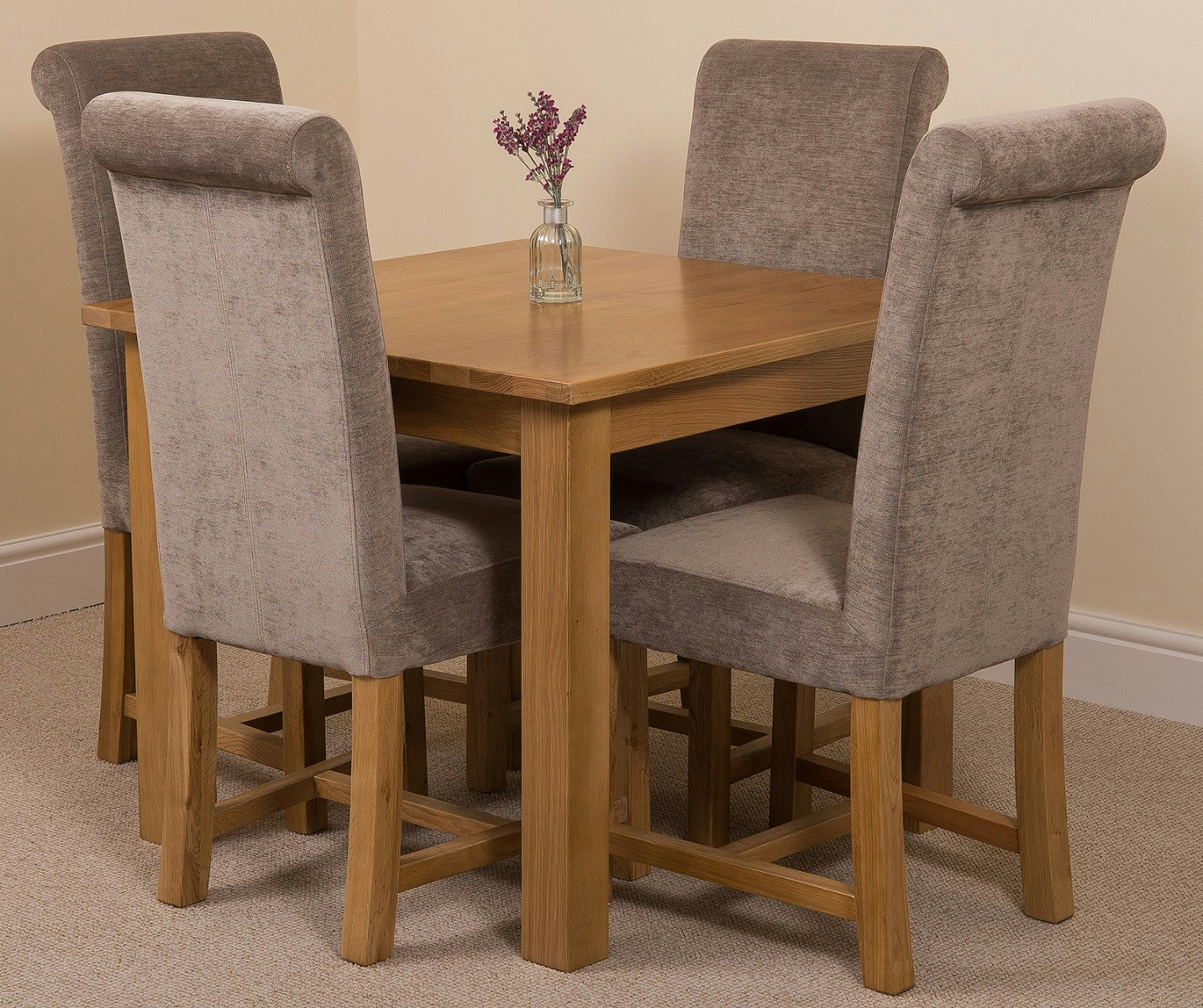 That's Furniture Oslo 90 X 90Cm Square Oak Dining Set With Washington Fabric Chairs - Oak Wood - 1 - 90X90x77cm