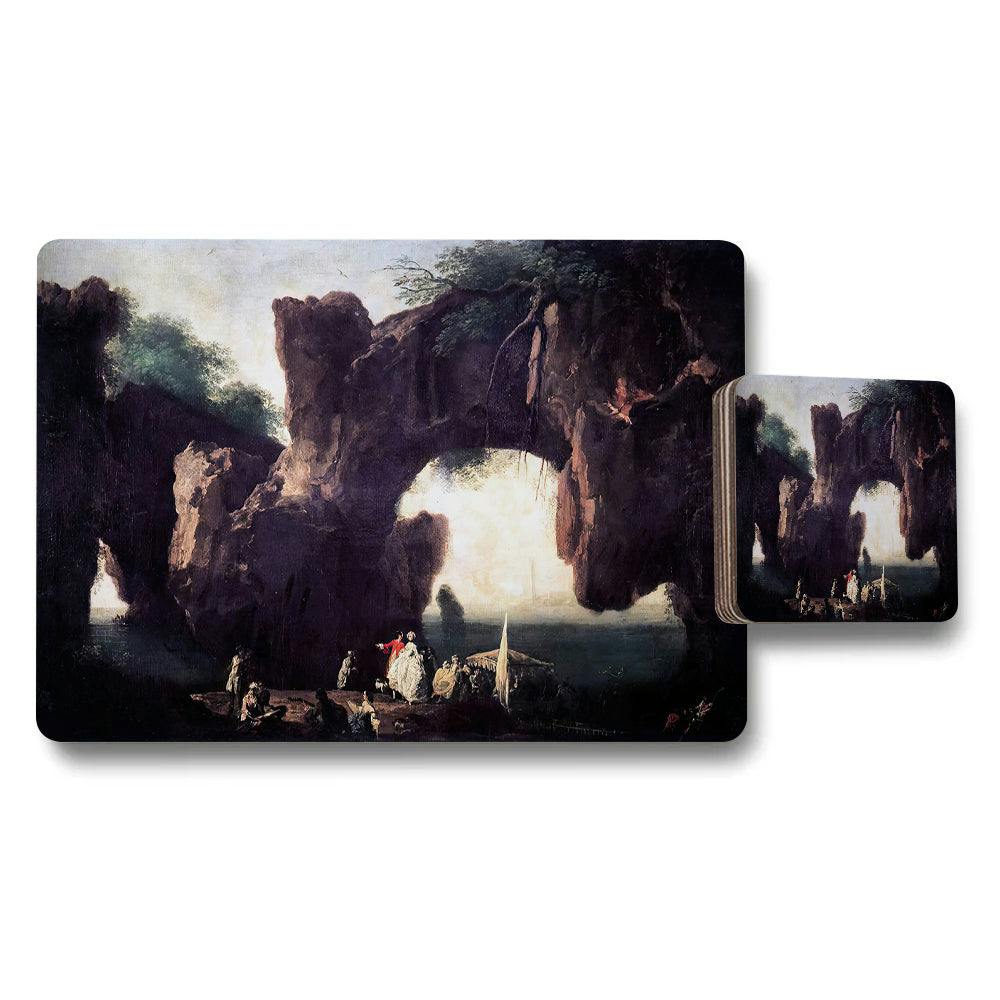 Benjamin Tate Design Placemat And Coaster Set With Scenic Rock Arch Landscape Artwork
