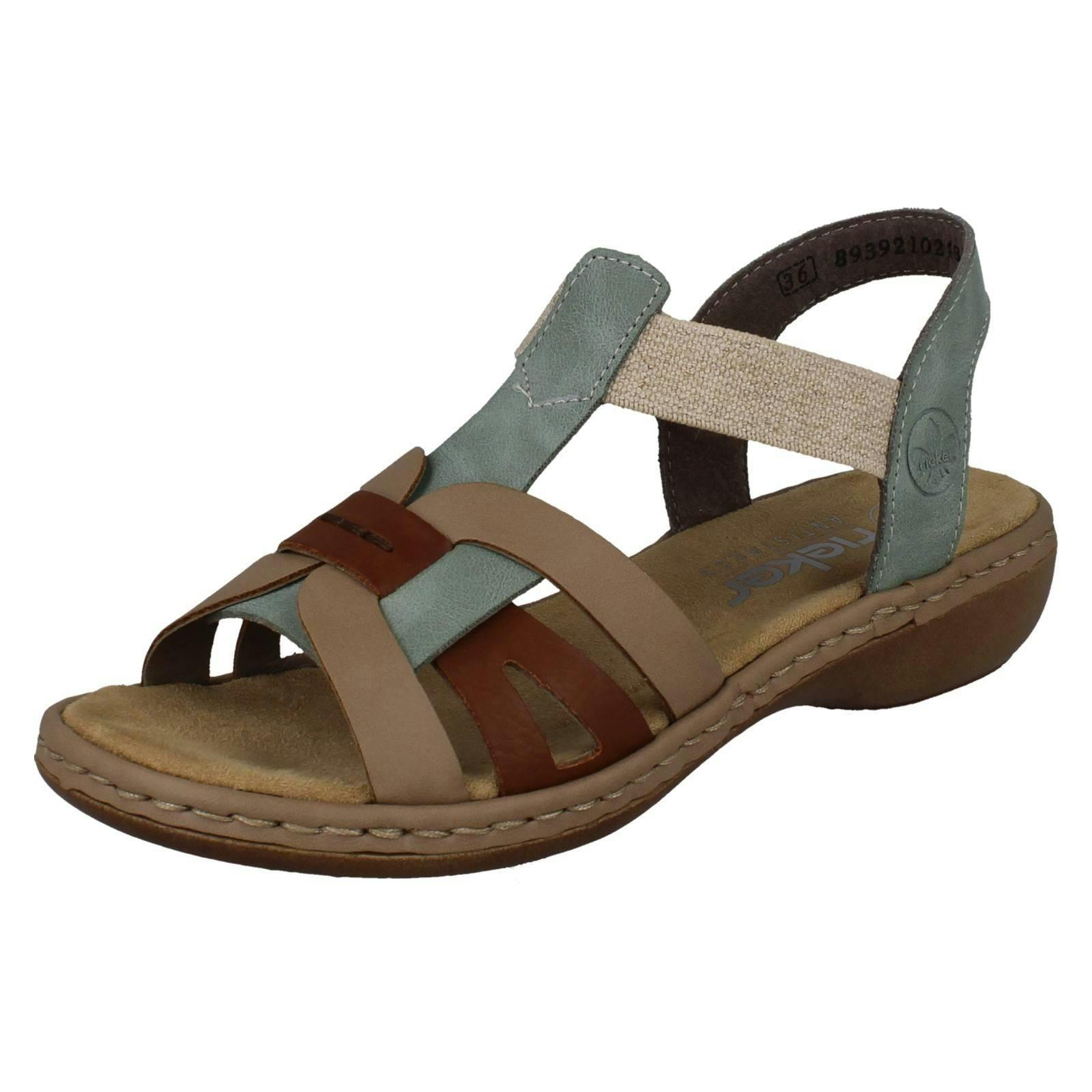 Rieker Women's Green Casual Sandals 65918 - Combination - Uk 6.5