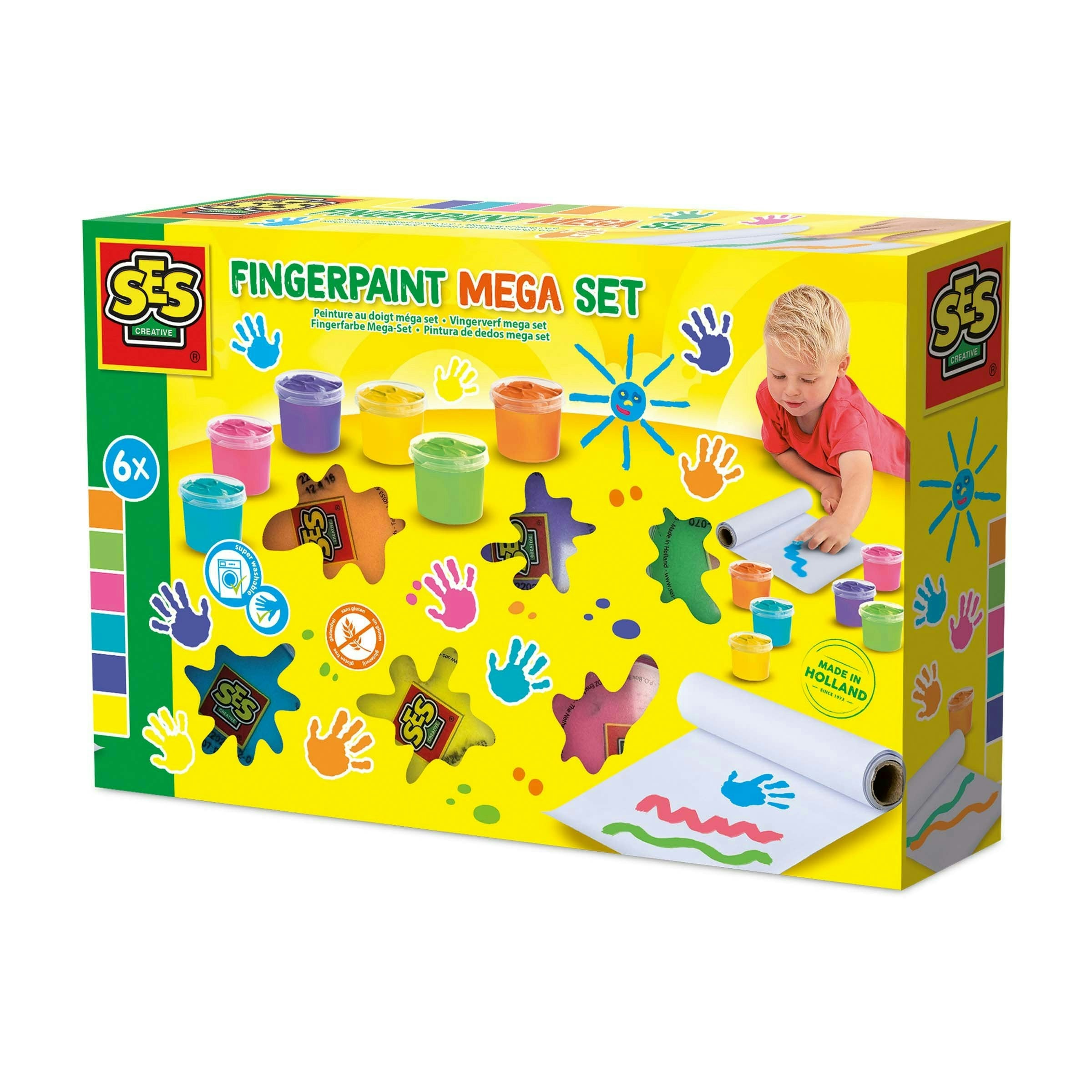 Ses Creative Orange/Yellow/Blue Fingerpaint Mega Set 6 Colours X 110 Ml