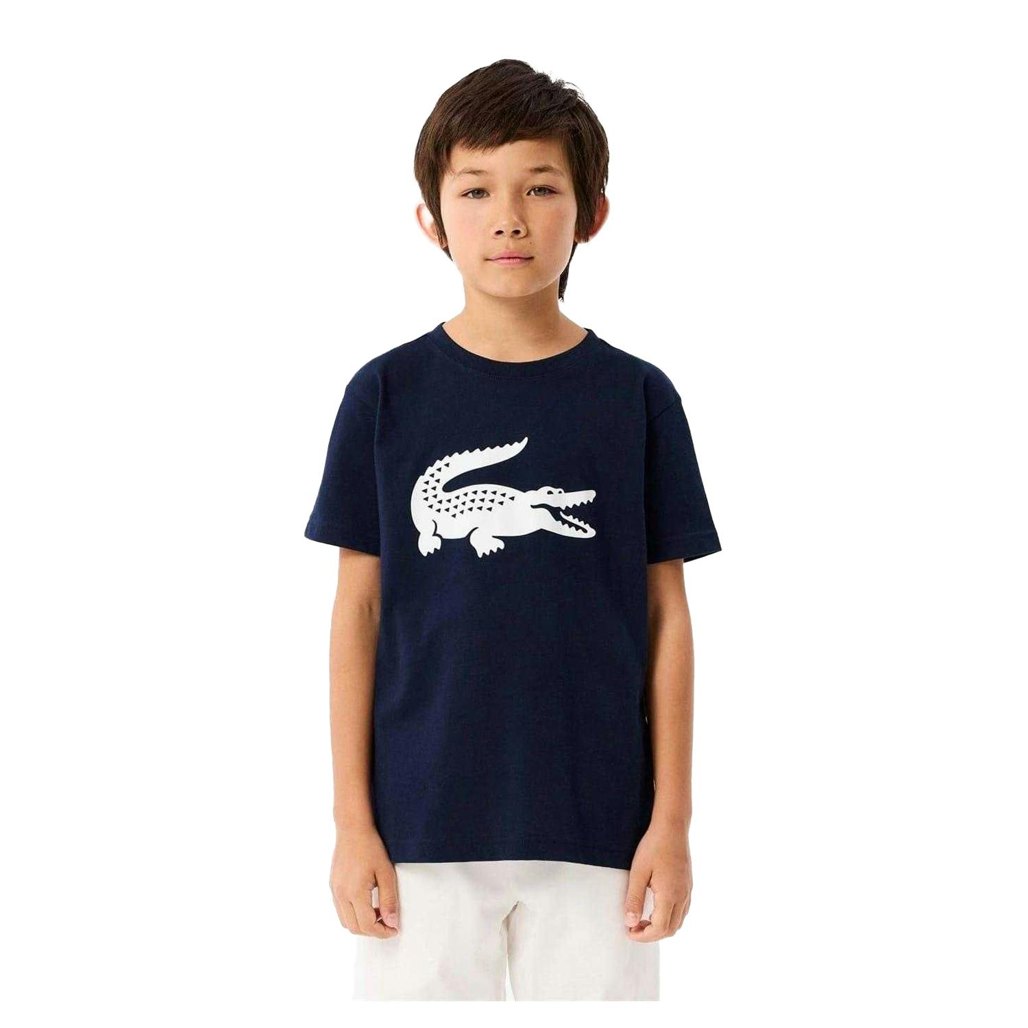 Lacoste Kids Large Logo Premium Cotton T-Shirt - Navy - 14 Years - Navy - 100% Mixed