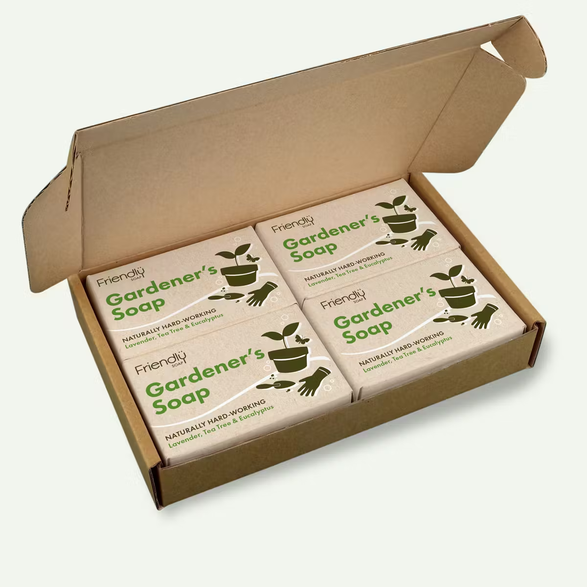 Friends Lavender Friendly Soap - Gardener's Soap - Tea Tree, Eucalyptus, Cumfry & Pumice - 4 X 95G - 95G - Natural Handmade Soap - 4