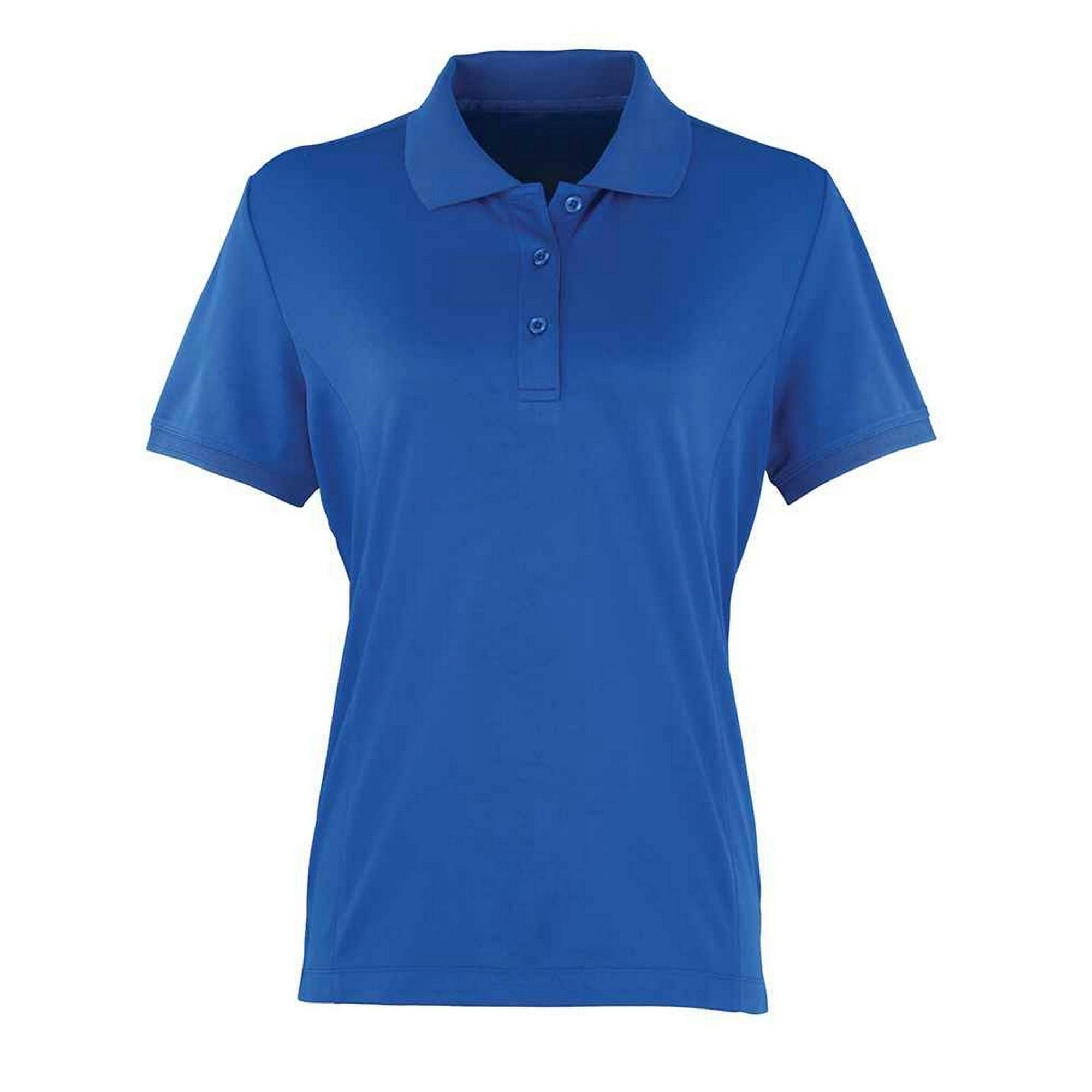 Premier (18 Uk, Royal Blue) Womens/Ladies Coolchecker Pique Polo Shirt - Image 3