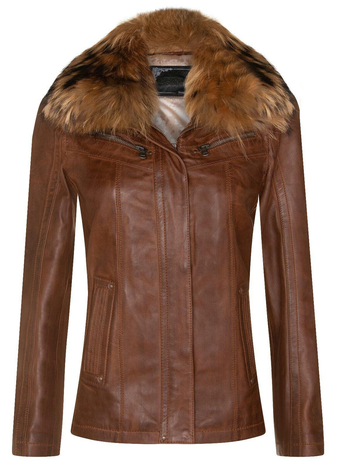 Infinity Leather Women's Slim Fit Leather Parker Jacket-Millom - Tan - Uk S/10 | Eu 36 | Us 6