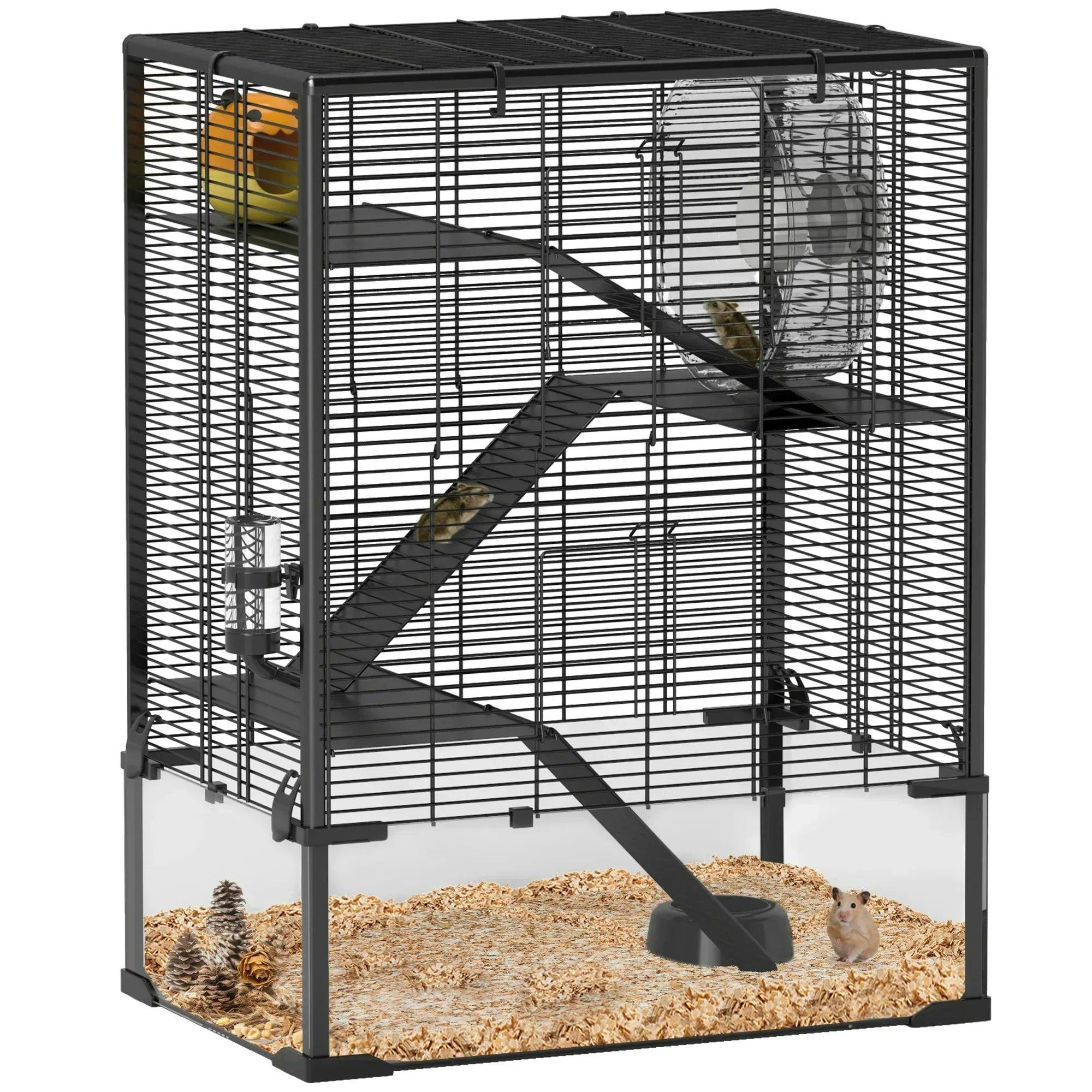Pawhut 4 Tiers Hamster Cage With Deep Tempered Glass Bottom, 60 X 40 X 80Cm - Image 5