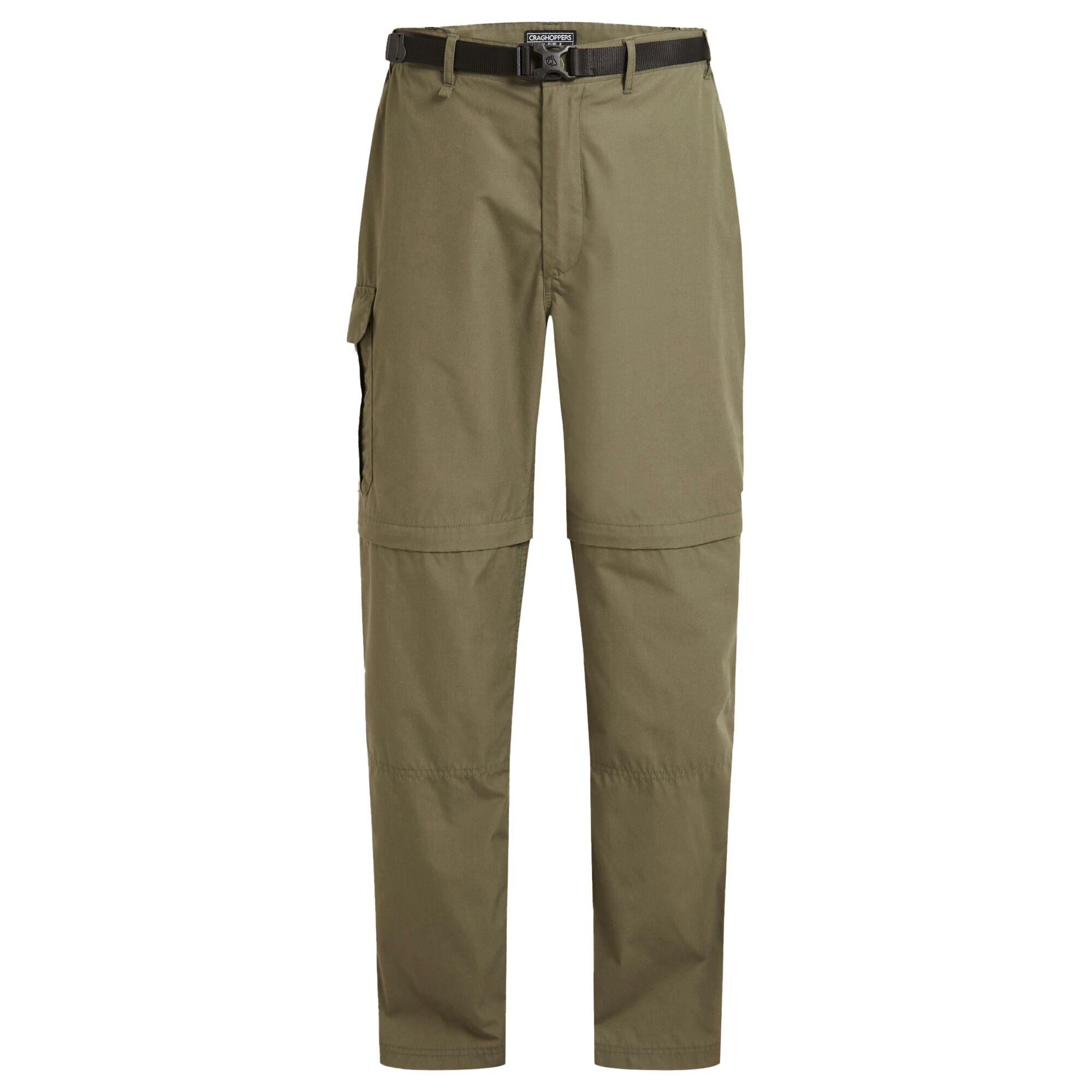 Craghoppers Men's Kiwi Peached Convertible Trousers - Wild Olive - 40R - Wild Olive - 65% Recycled Polyester/35% Recycled Cotton
