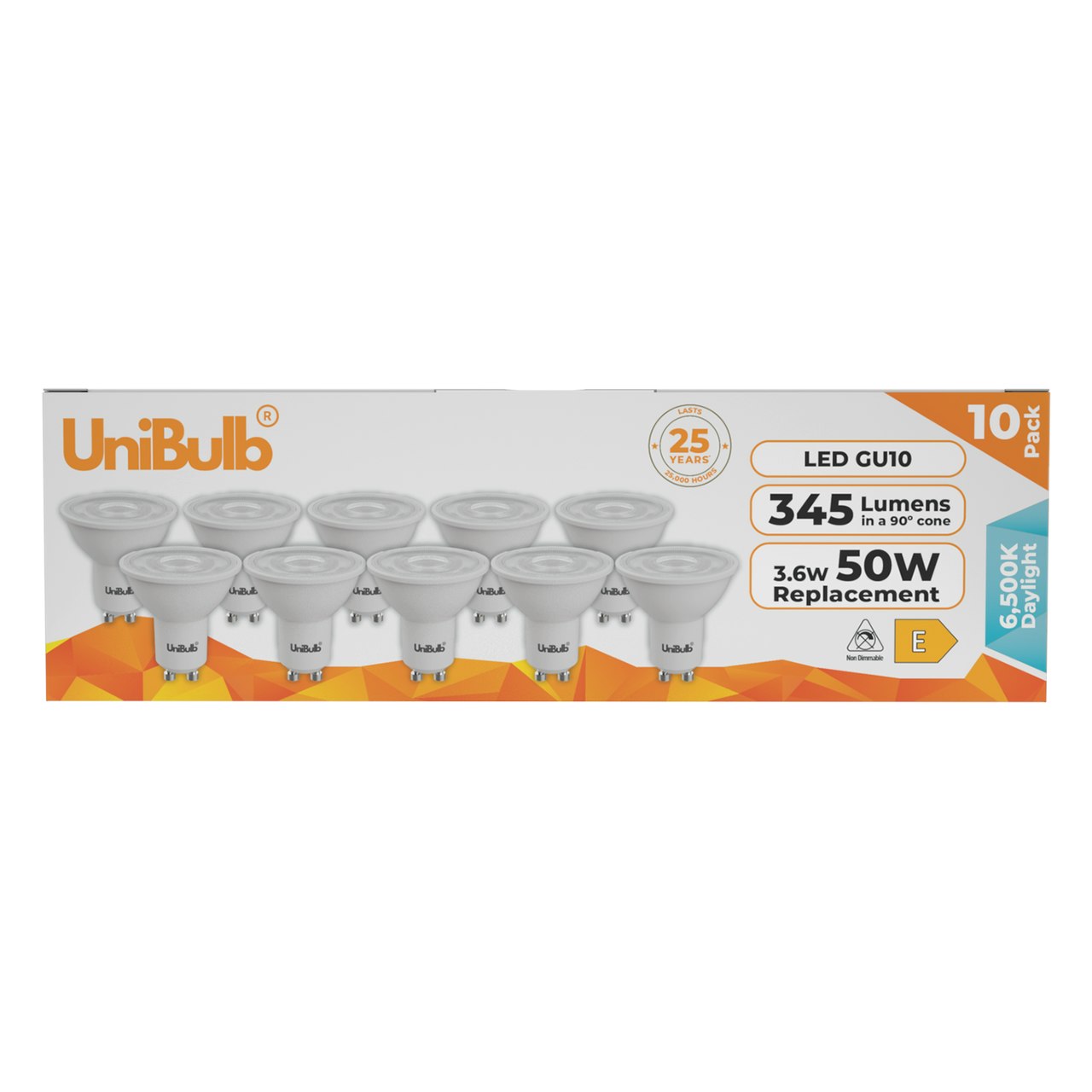 Rackhams Light Led Gu10 345Lm 3.6W 6500K (Daylight) Bulb - Pack Of 10