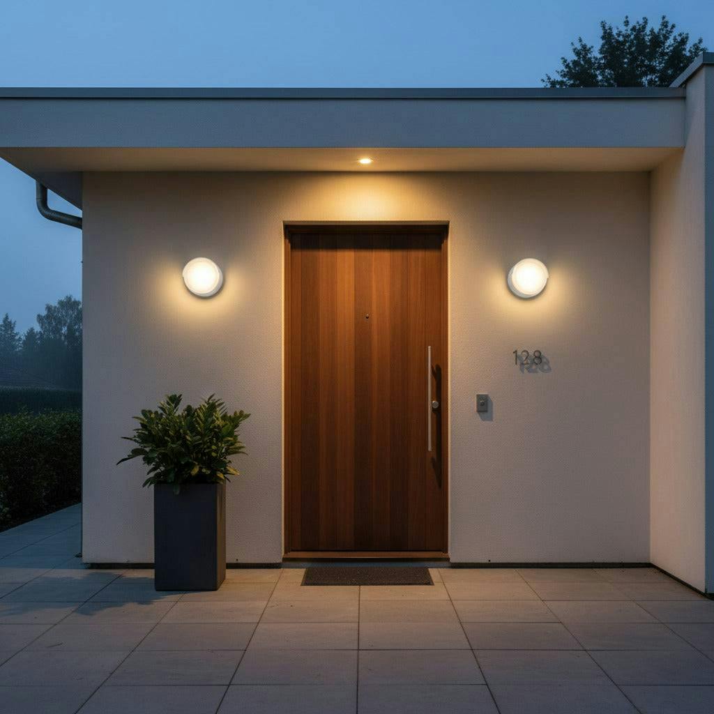Rackhams White/Light 6 Watt Round Modern Outside Wall