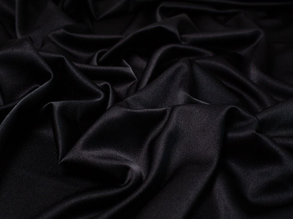 Minerva Core Range Black Minerva Prada Stretch Woven Satin Crepe Fabric - Plain Design Dressmaking Fabric, 150 Cm / 60" Wide - Per Metre