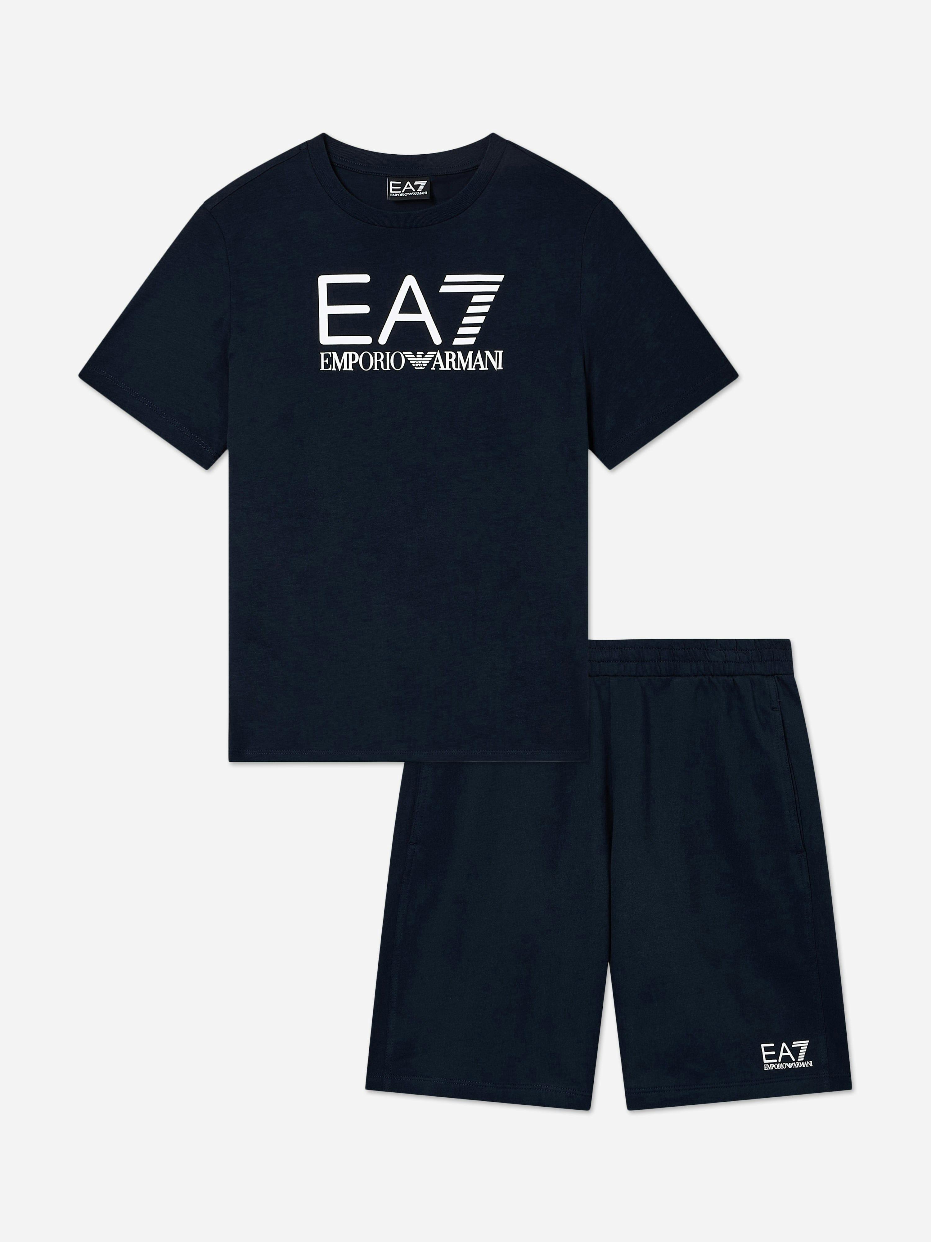 Ea7 Emporio Armani Boys Train Visibility Short Set In Navy - Navy - 10 Yrs