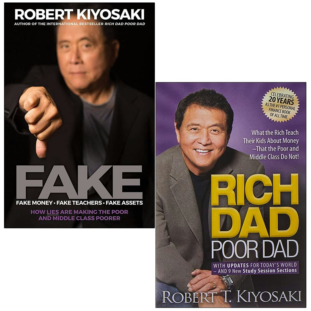 Plata Publishing Ltd Fake: Fake Money, Fake Teachers, Fake Assets & Rich Dad Poor Dad By Robert T. Kiyosaki 2 Book Set