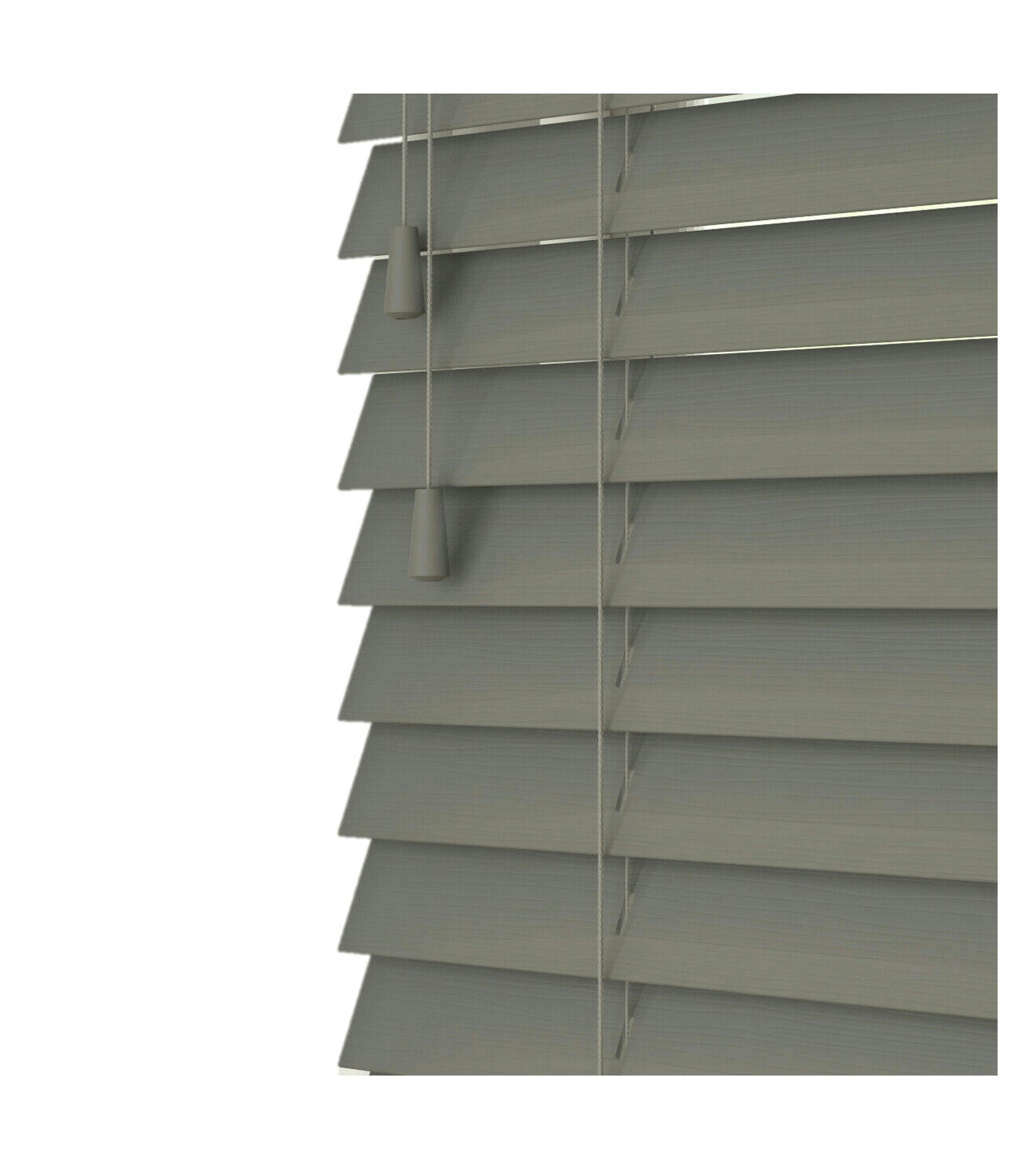Rackhams Grey Smooth Smooth Finish Faux Wood Venetian Blinds With Strings (130Cm Drop) - 190Cm