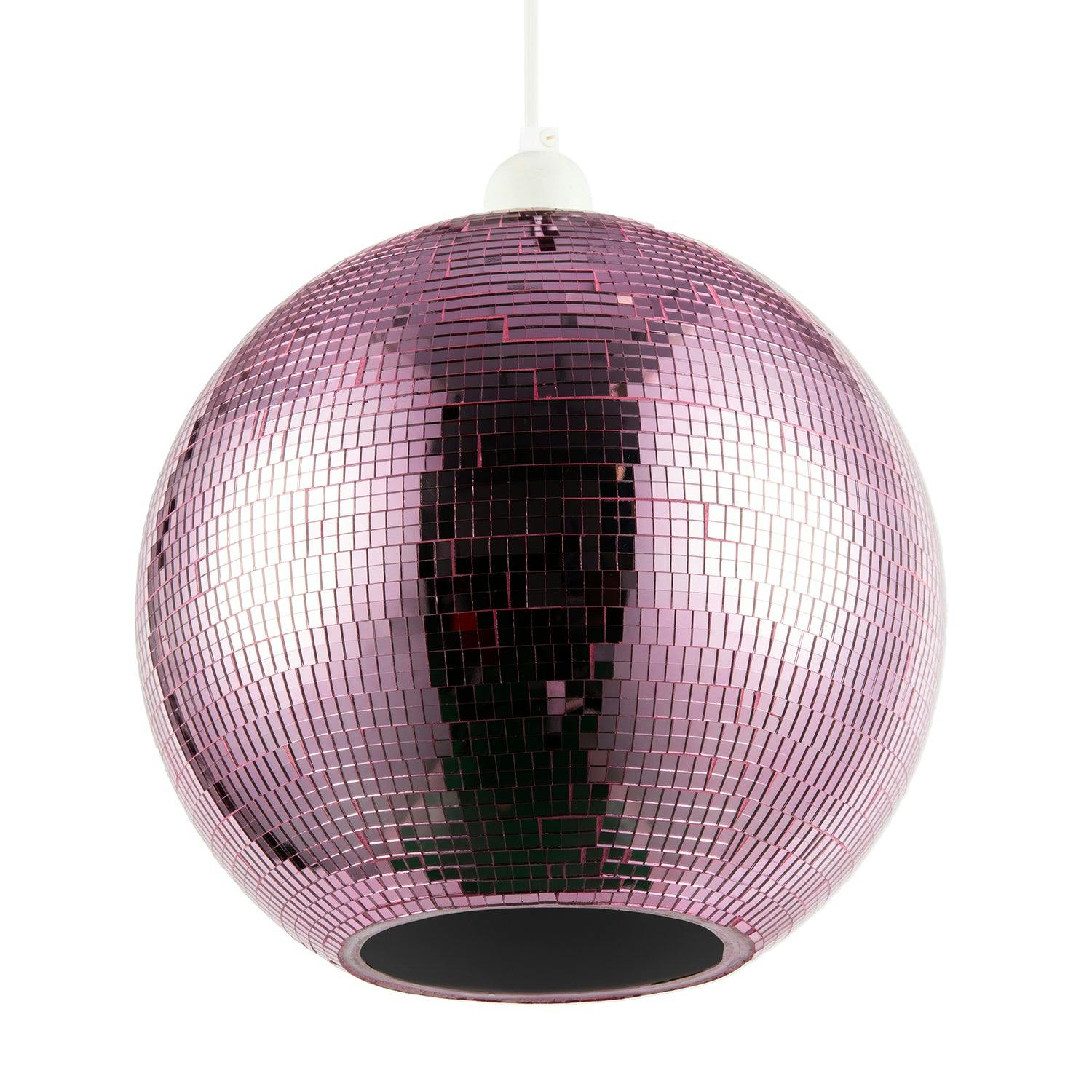 Happy Homewares Pink Shiny Disco Mosaic Ball In Vibrant Mirrored Tiled Retro Style