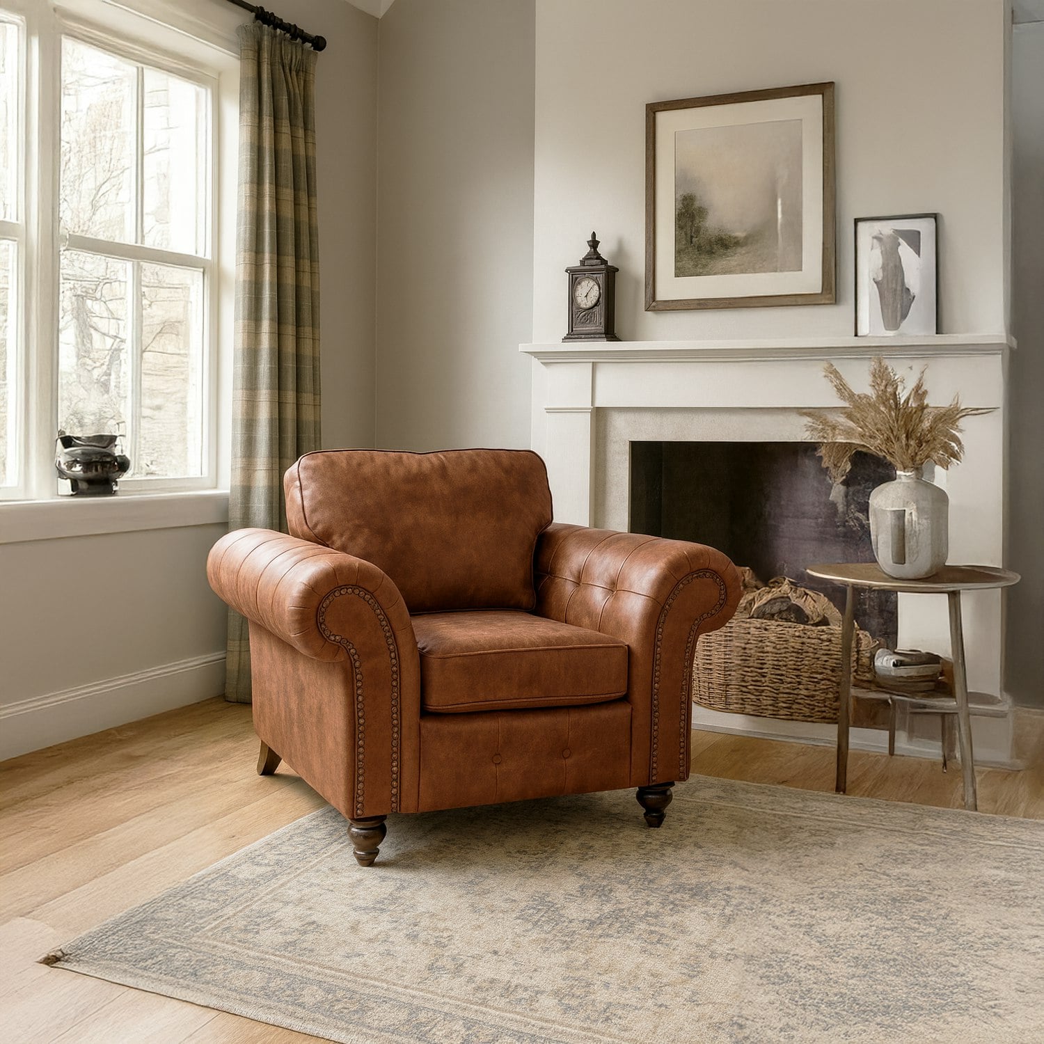 Rackhams Oakland Chesterfield Leather Armchair - Tan