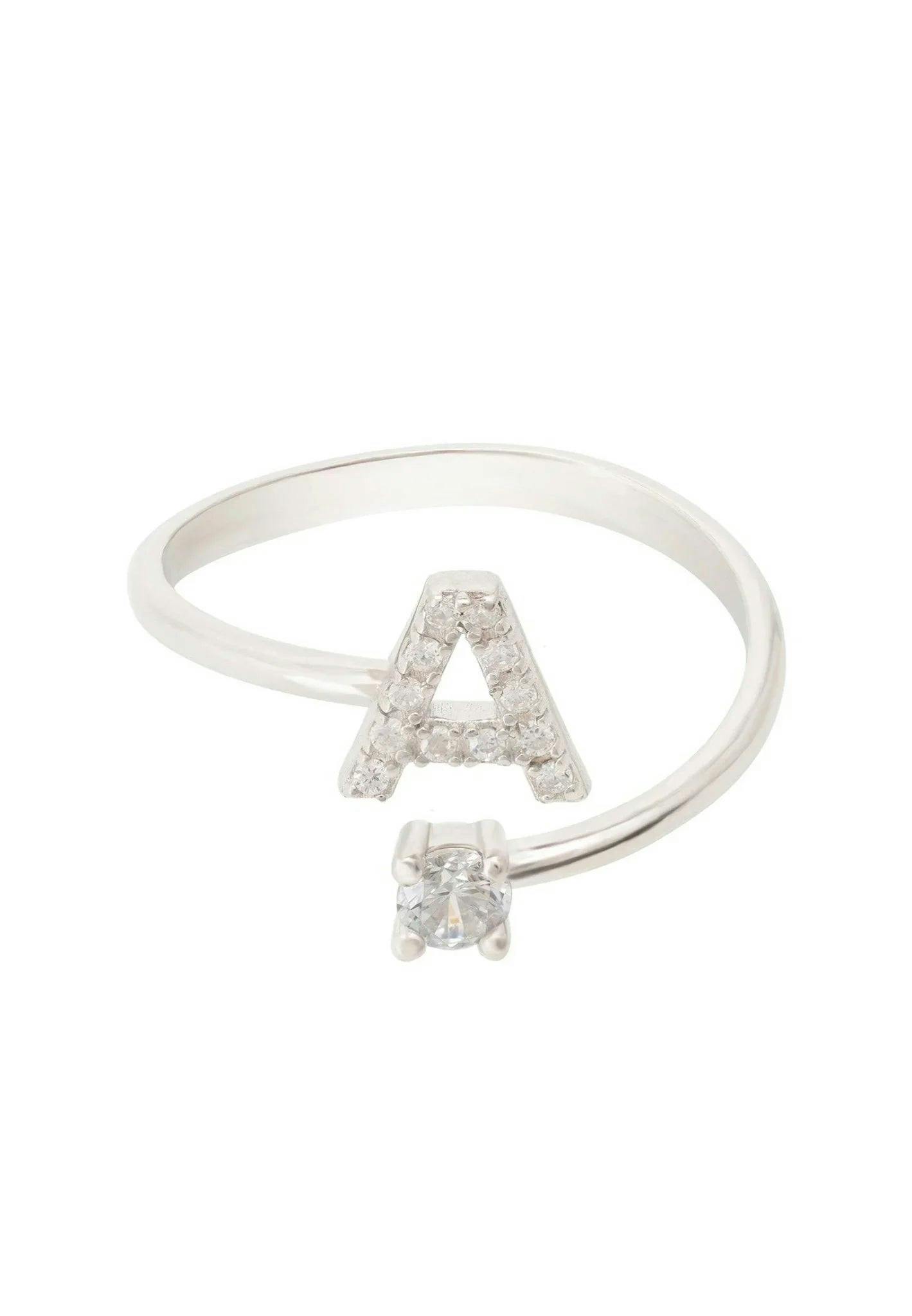 Latelita Silver Initial Ring A