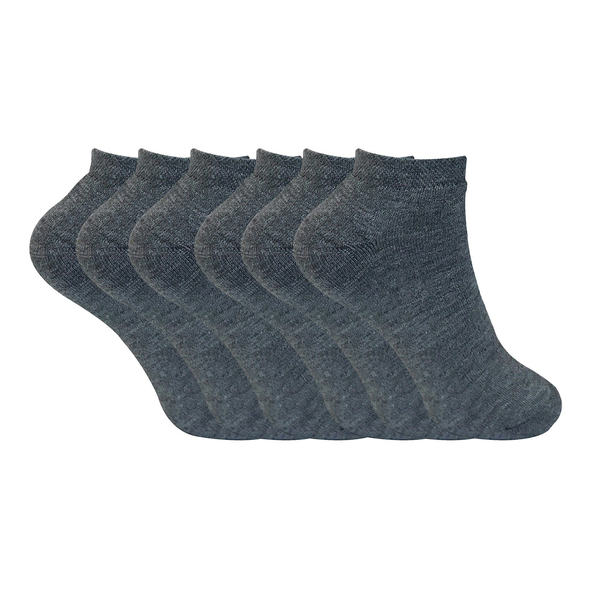 Sock Snob Women's Cushioned Low Cut Ankle Thermal Trainer Socks (Multipack Options) - Charcoal - 6 Pack Size 4-7 Uk