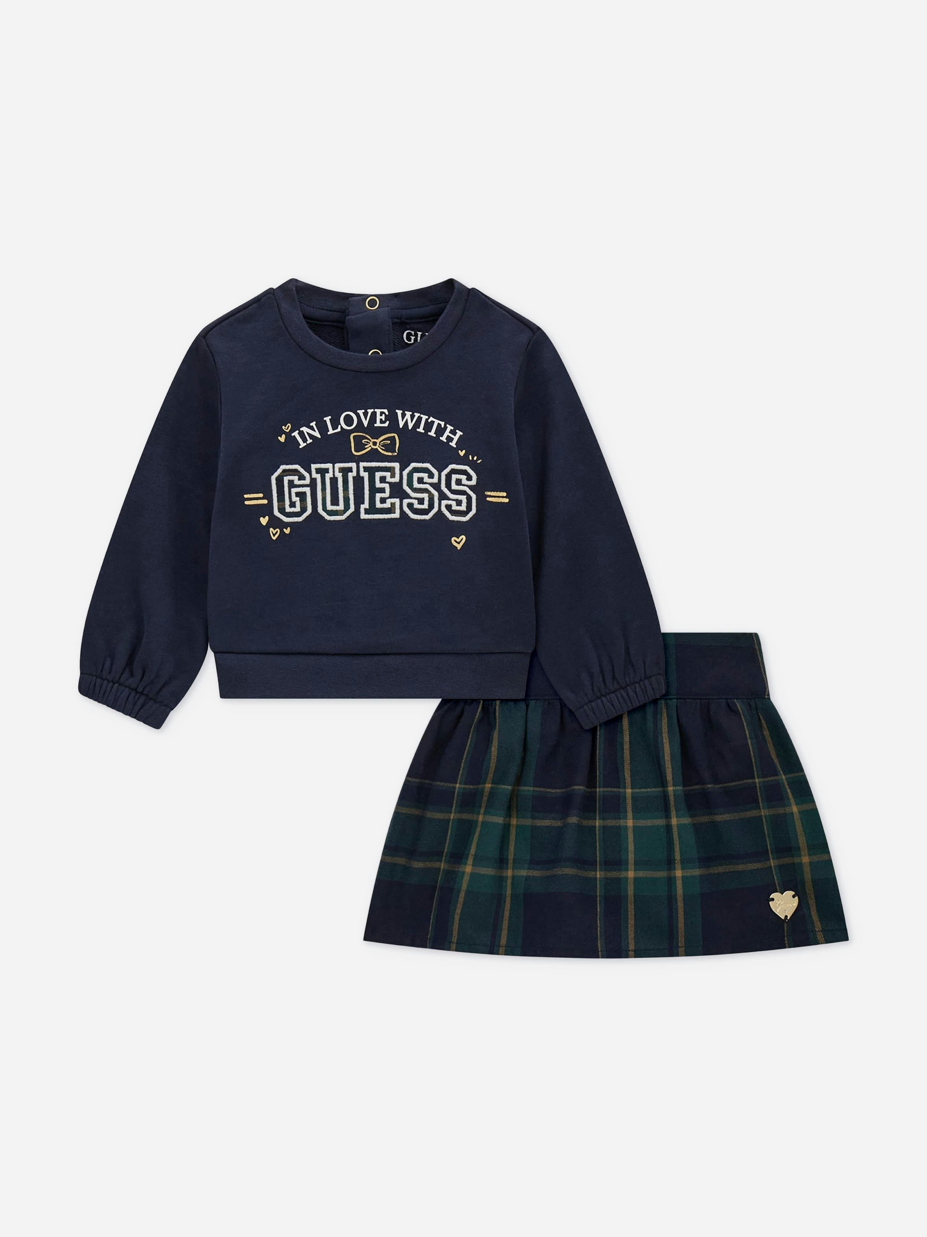 Guess Women's Baby Girls Sweatshirt And Skirt Set In Navy - Navy - 6 - 9 Mths
