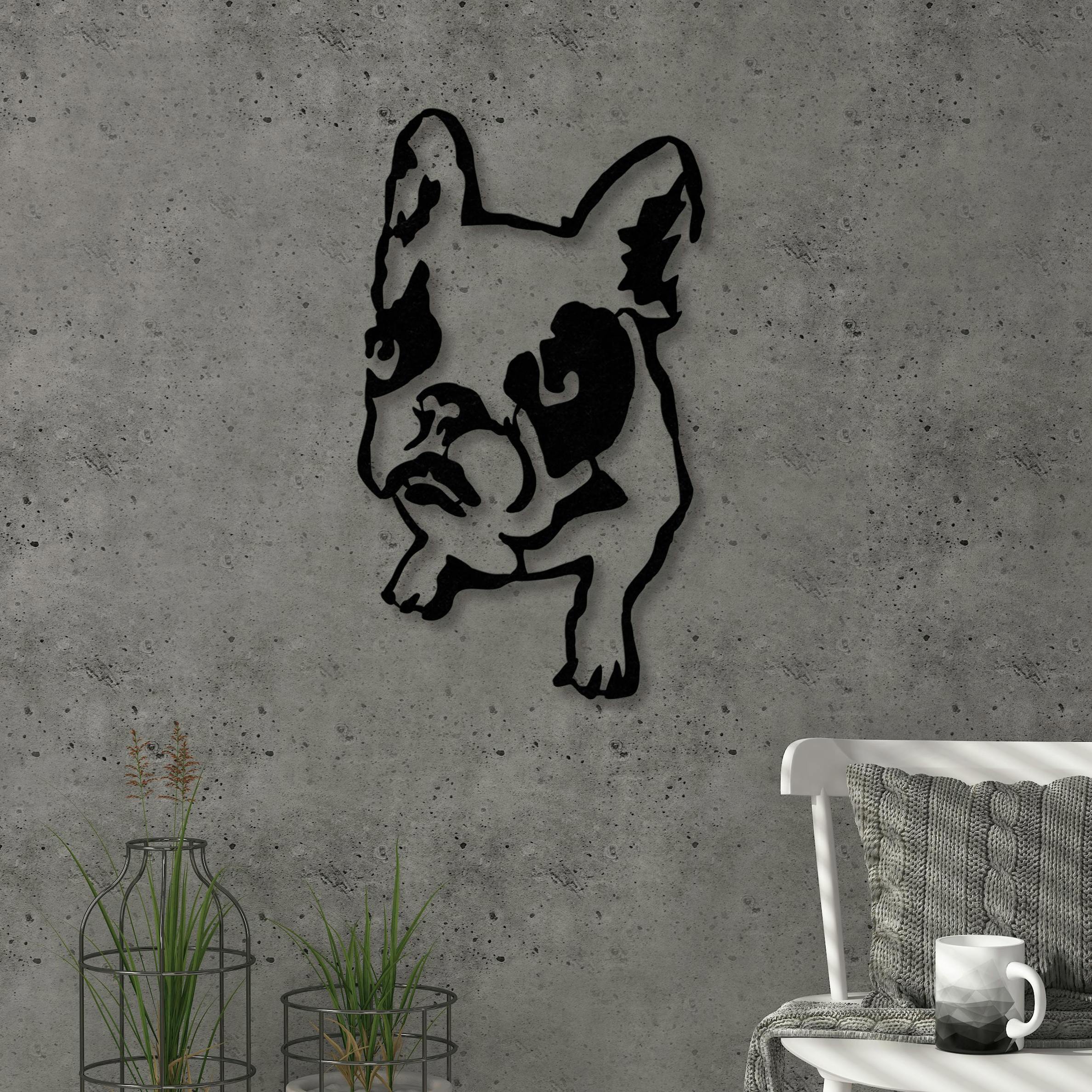 Decortie Black Modern Metal Wall Art Dogo Home Ornament Decorative Minimalist Design Hanging Wall Sculpture, - Metal