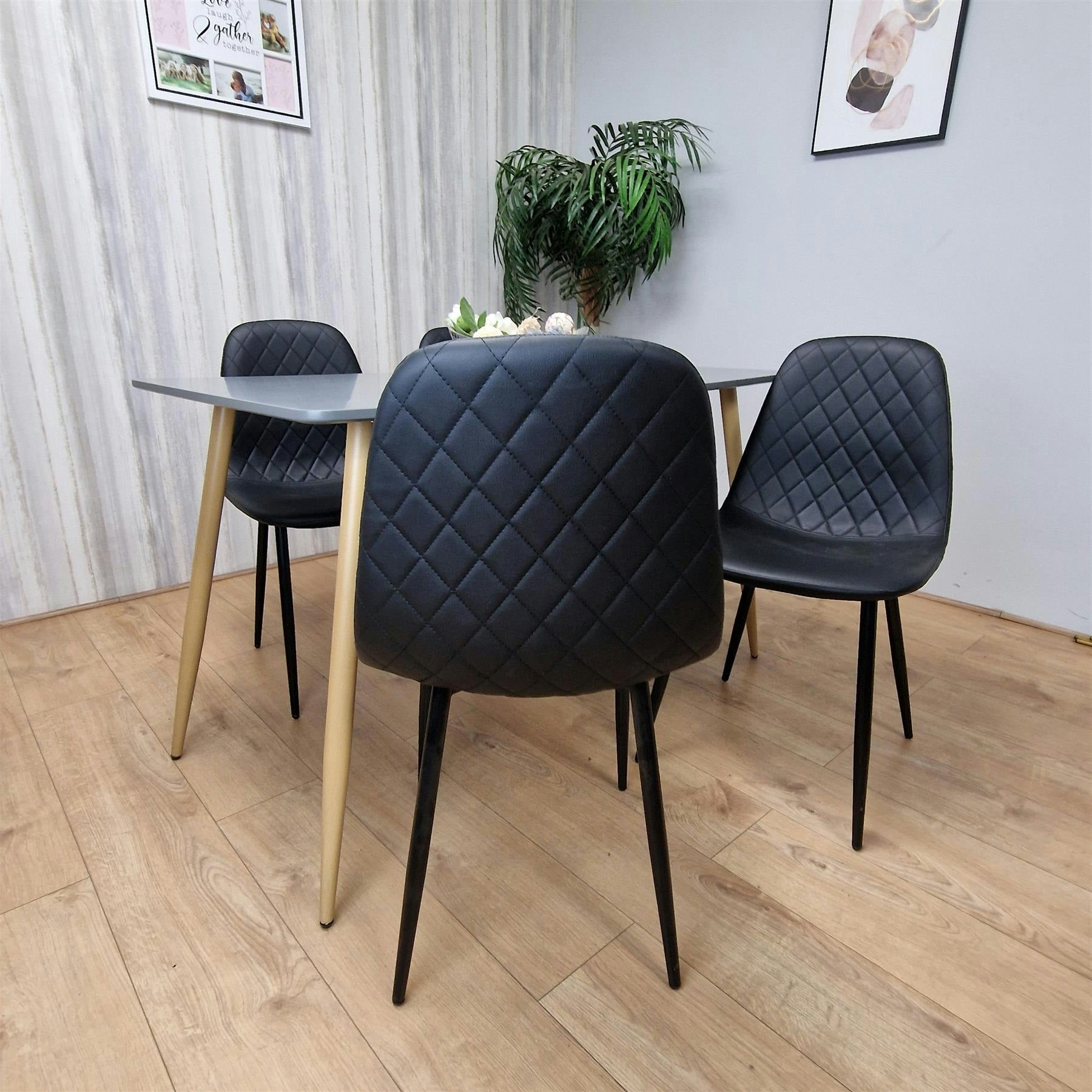 KOSY KOALA Modern Rectangle Dark Grey Dining Table Set With 4 Black Chairs Dining Room Furniture - Image 6
