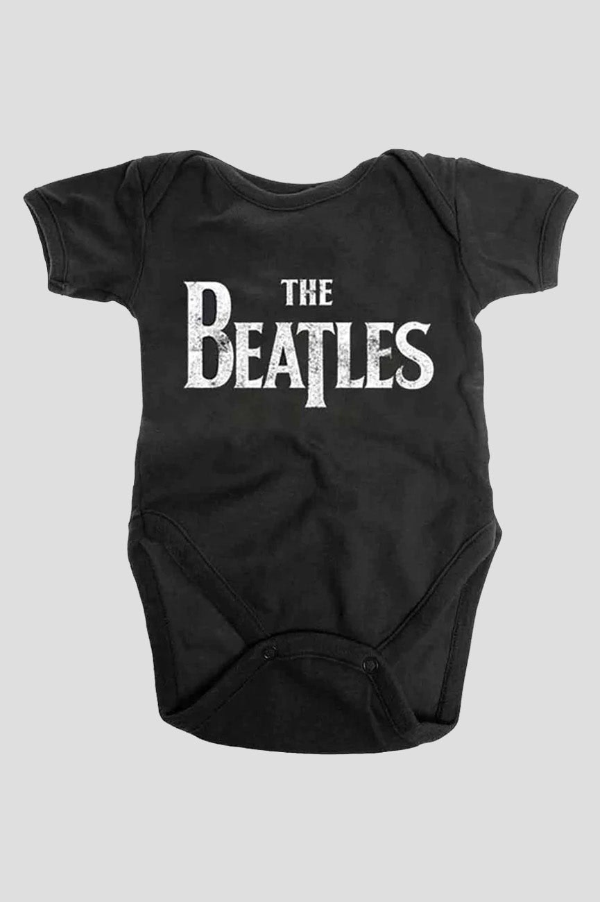 Paradiso Clothing Black The Beatles Drop T Band Logo Baby Grow - Medium (6 - 9 Months)