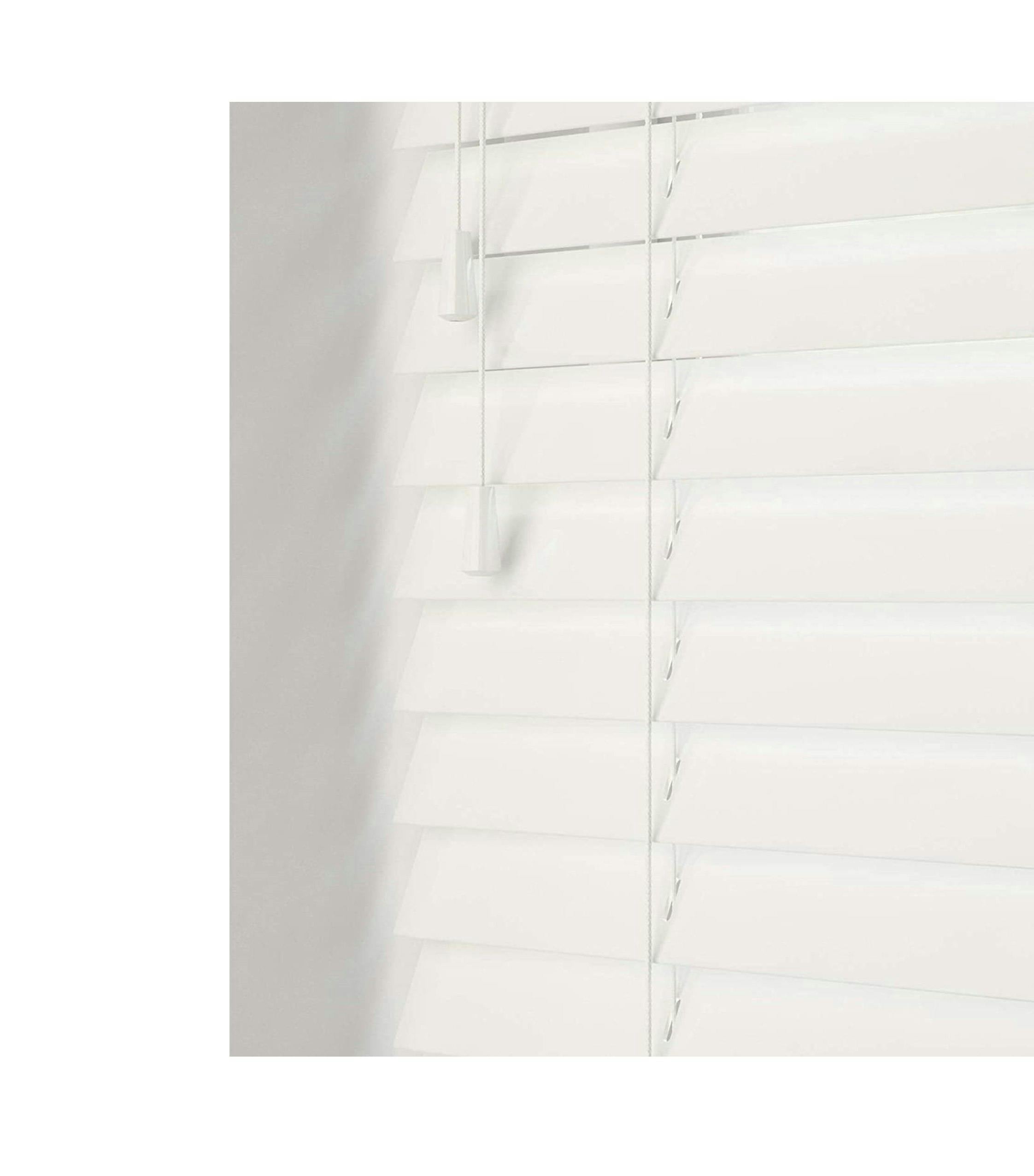 Rackhams White Ultra Gloss Wooden Venetian Blinds With Strings (130Cm Drop) - 135Cm