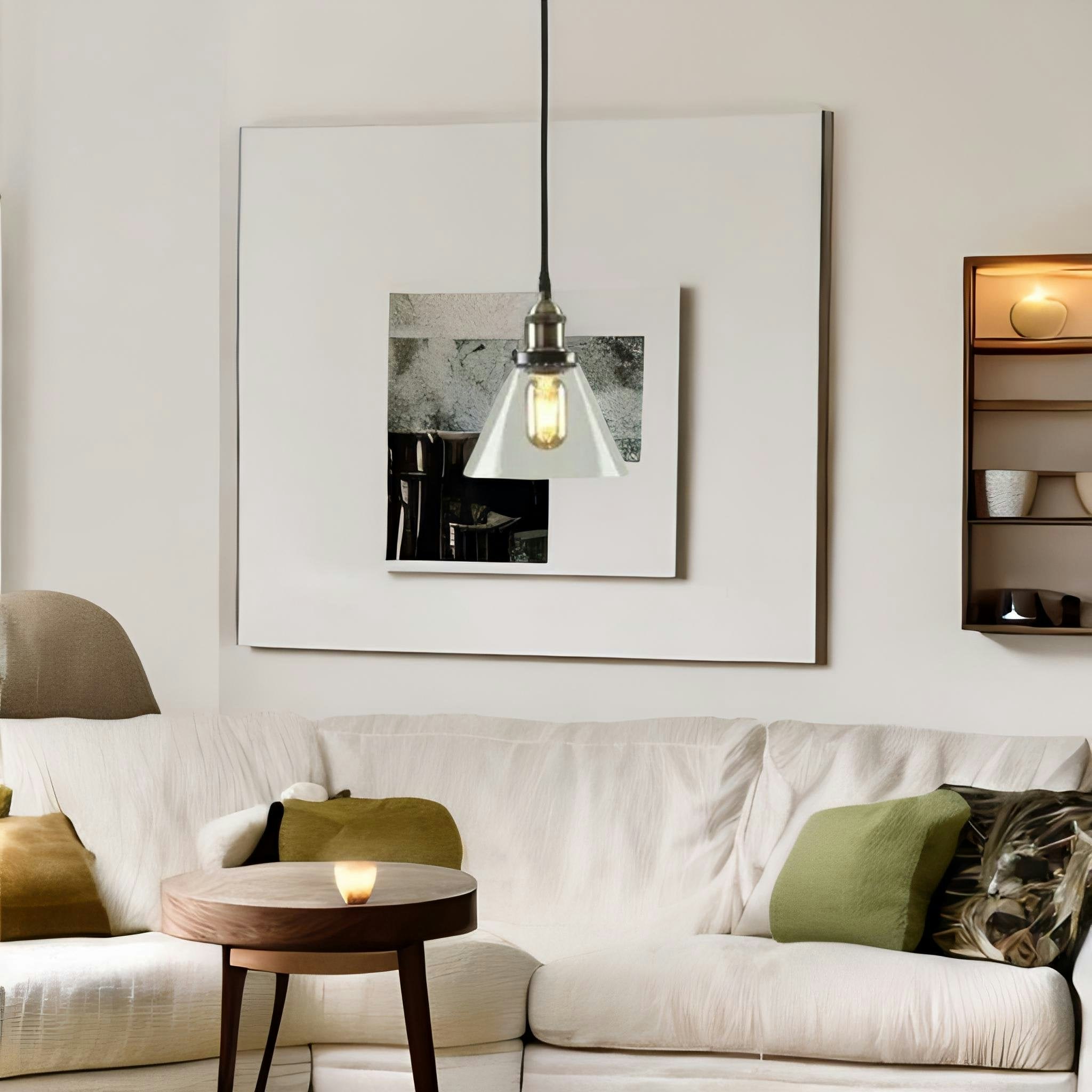 Rafaelo Mobilia Light Industrial Antique Brass Effect Glass Cone Shade