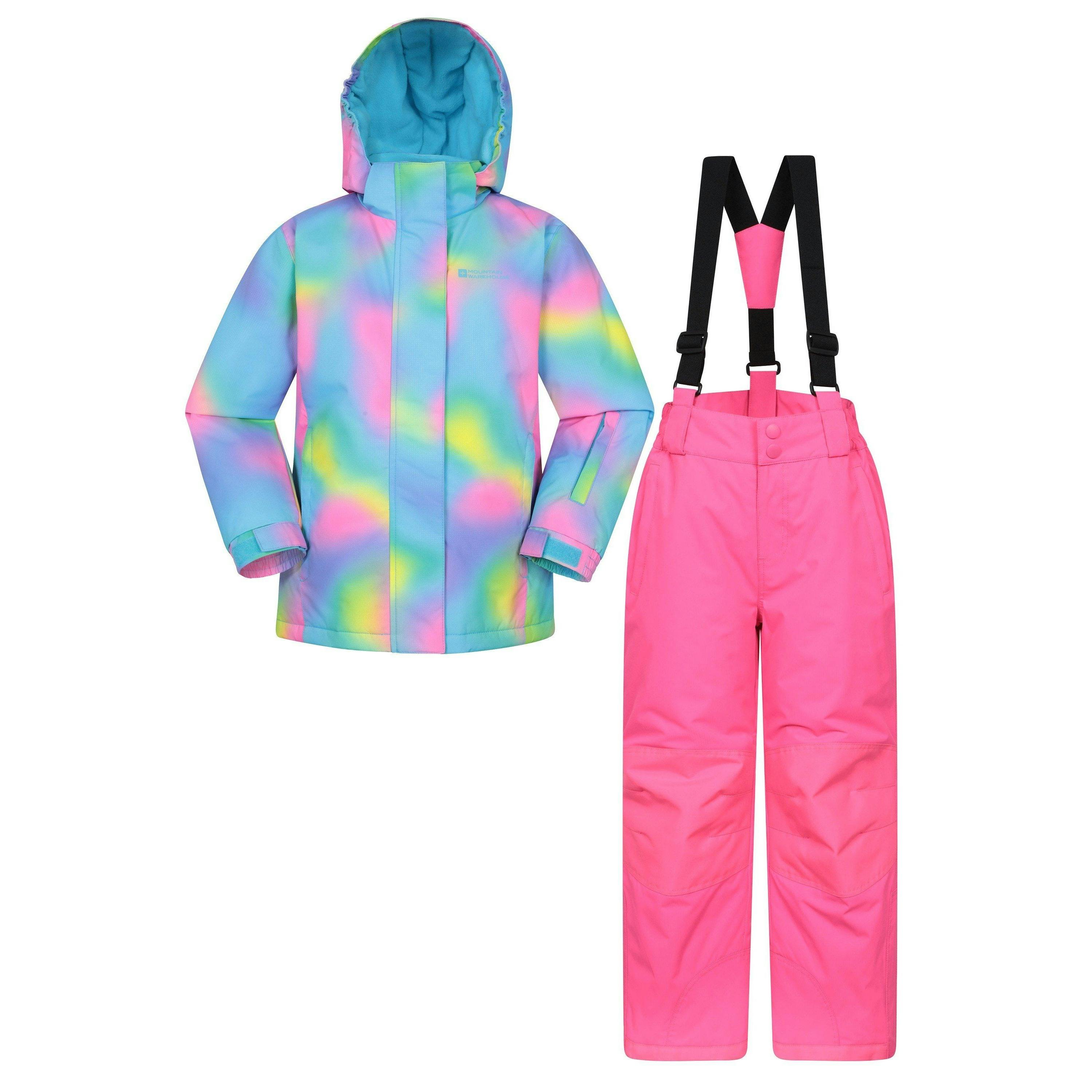 Mountain Warehouse Pink Kids Printed Ski Jacket Set - Bright - 11-12 Years - Bright - 85% Polyester/15% Elastodiene