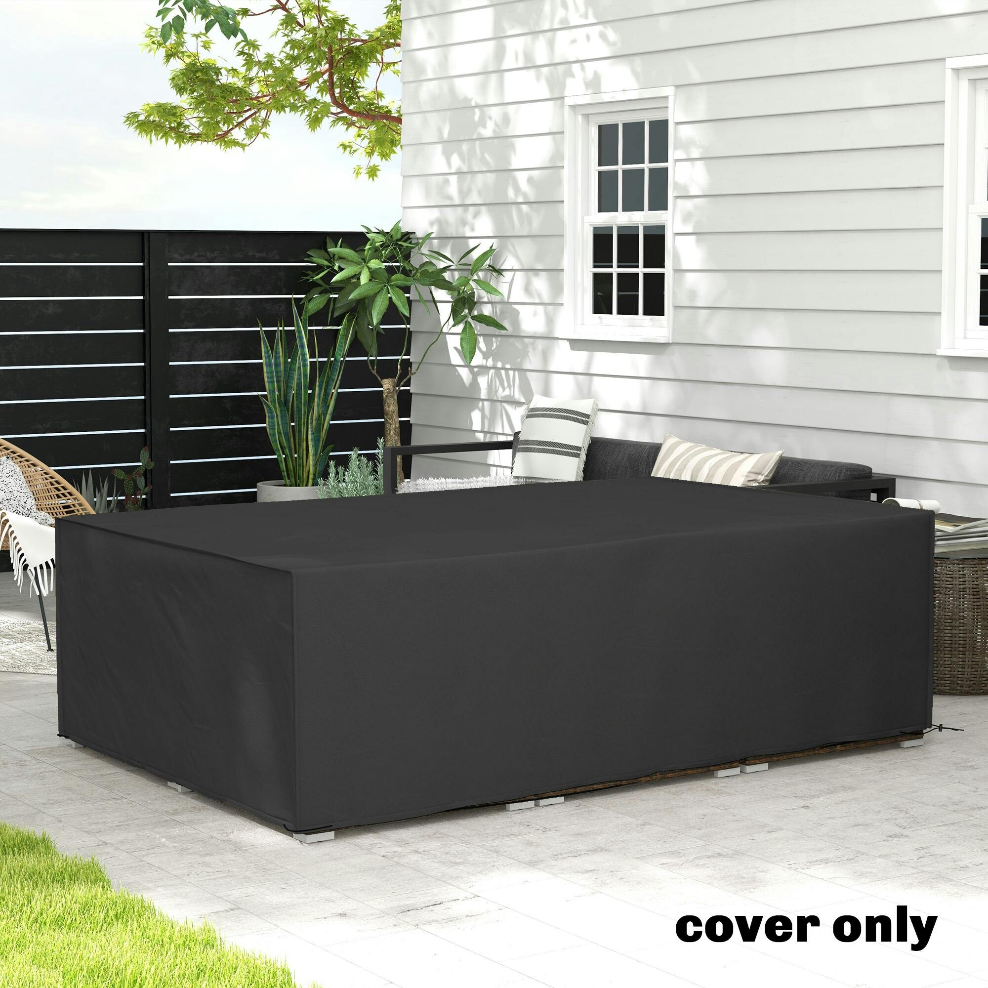 Rackhams Black Garden Furniture Cover Outdoor Waterproof Rattan Set Rain Protection