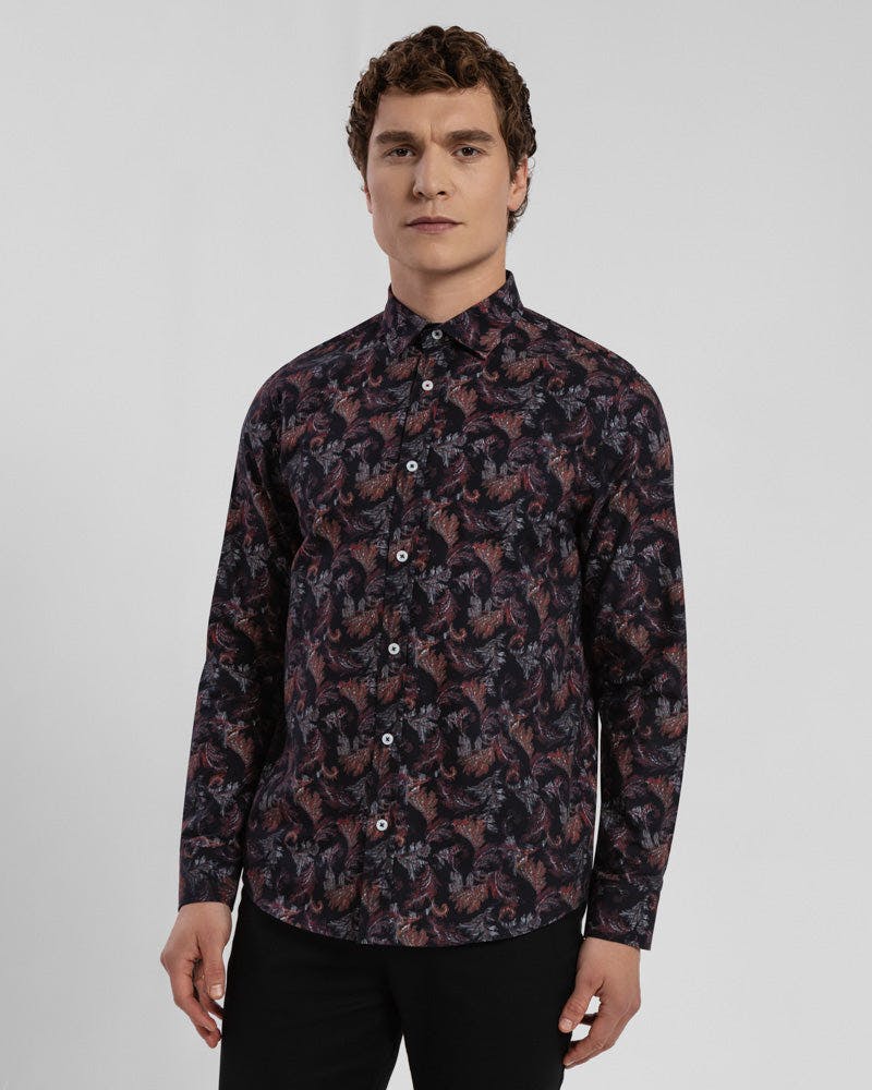 Steel & Jelly Black Limited Edition Seasonal Leaf Slim Fit Shirt - Xxl