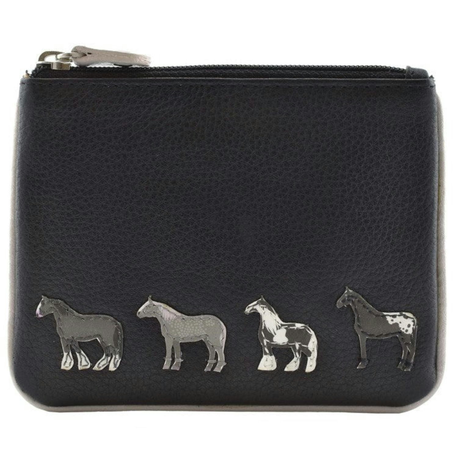 Mala Leather Black/White Horse Equestrian Rfid Coin Purse – Genuine Leather - With & Horses