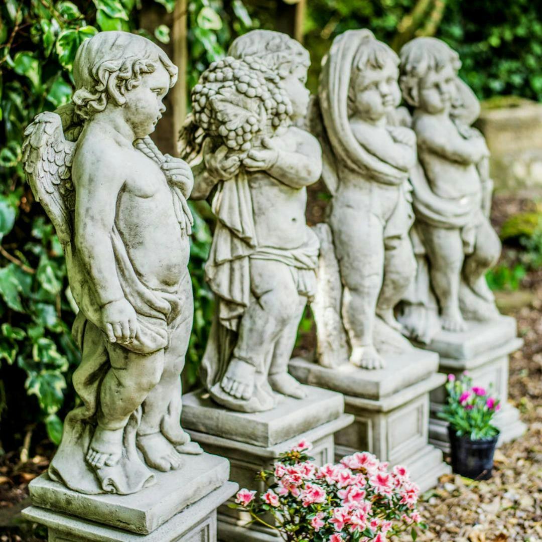 Rackhams Large Cherubs Statue 'Four Seasons' With Square Plinths