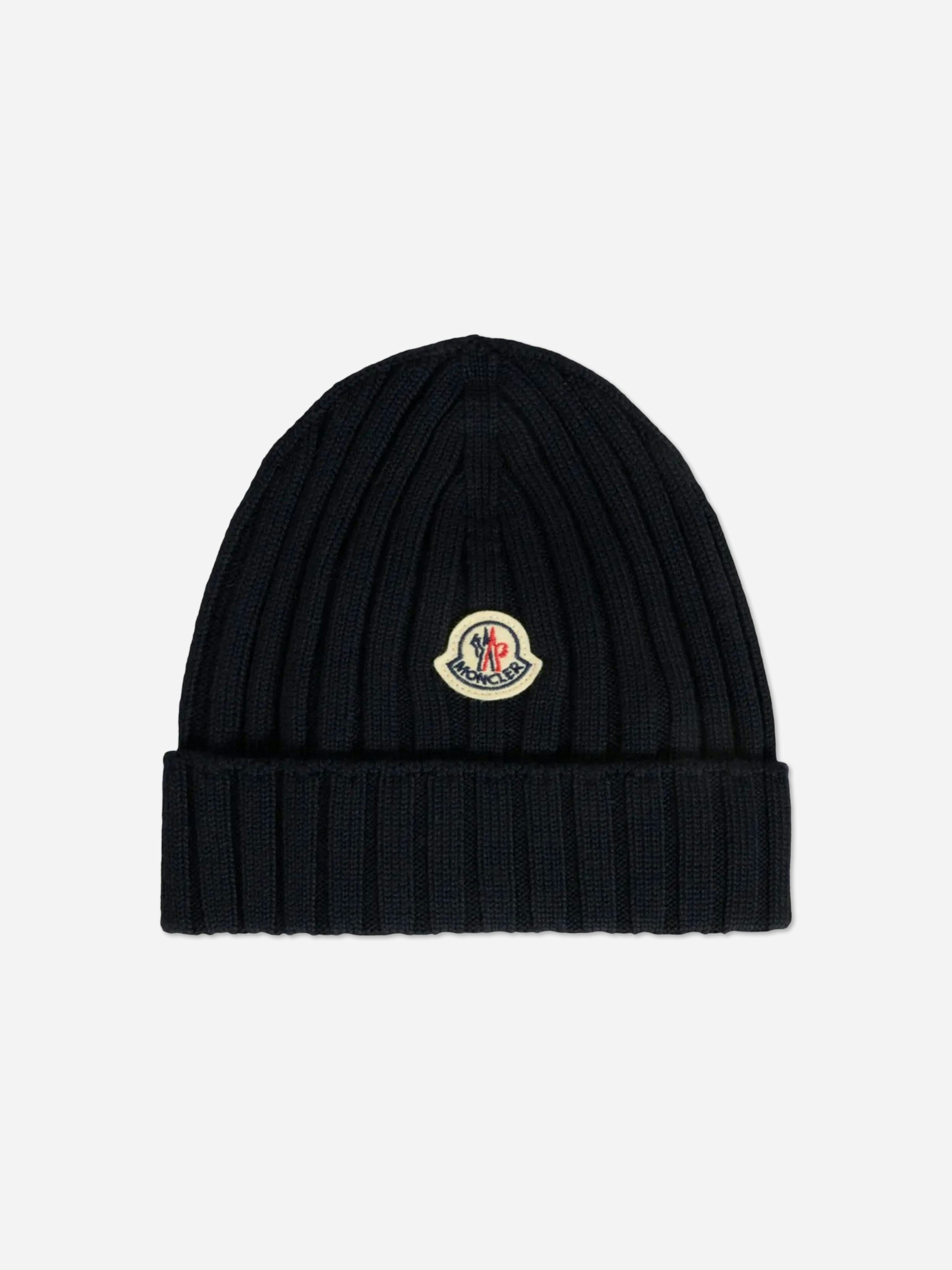 Moncler Enfant Blue Baby Wool Beanie Hat In Navy - Xxs (9-12 Mths)