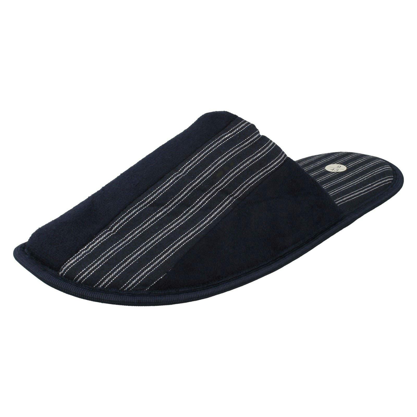 Spot On Men's Stripy Mule Slippers X2118 - Navy - Uk 6