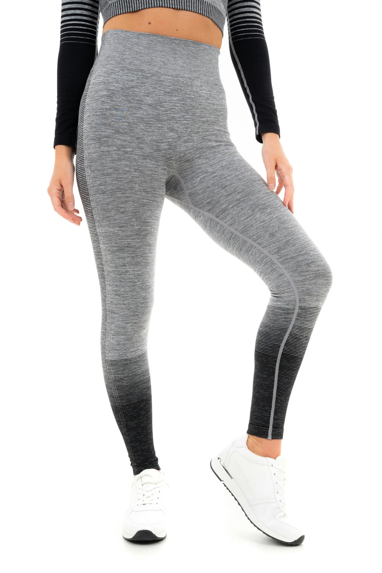 Smart Living Women's Grey/Black Gradient Stripe Leggings - Marl/ - S