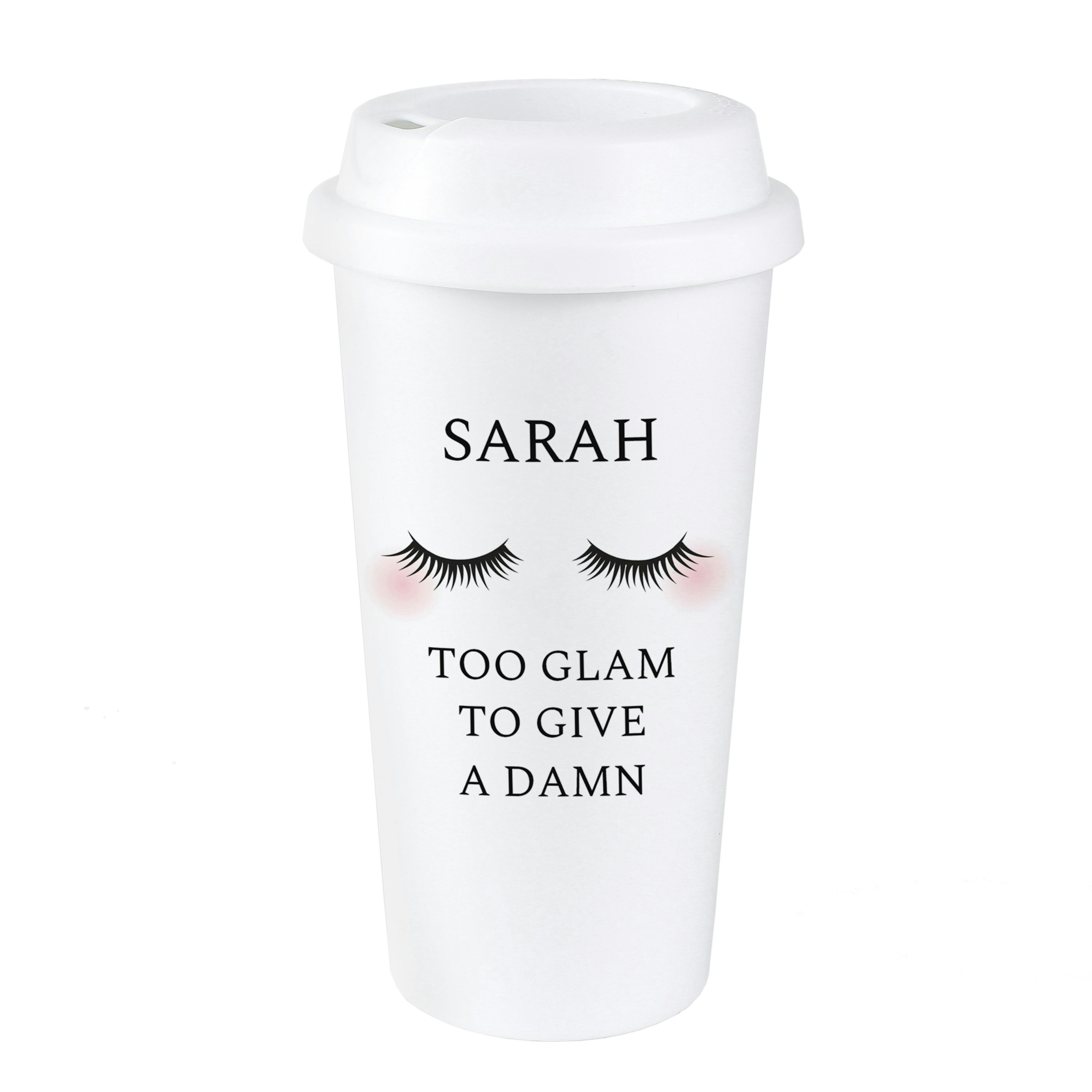 Rackhams Personalised Eyelashes Insulated Reusable Eco Travel Cup