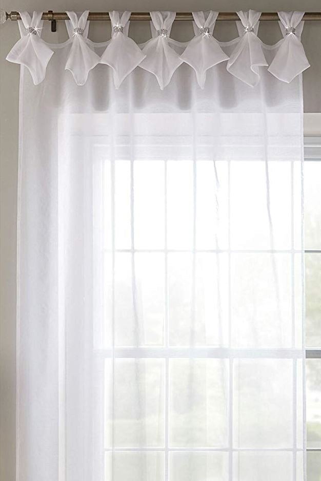 Alan Symonds White Tiara Dolly Voile Semi-Sheer Tabbed Curtain Panel - 90"
