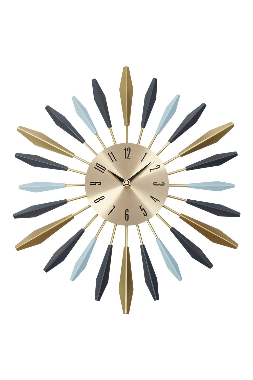 Rackhams Gold Metal Starburst Decorative Wall Clock
