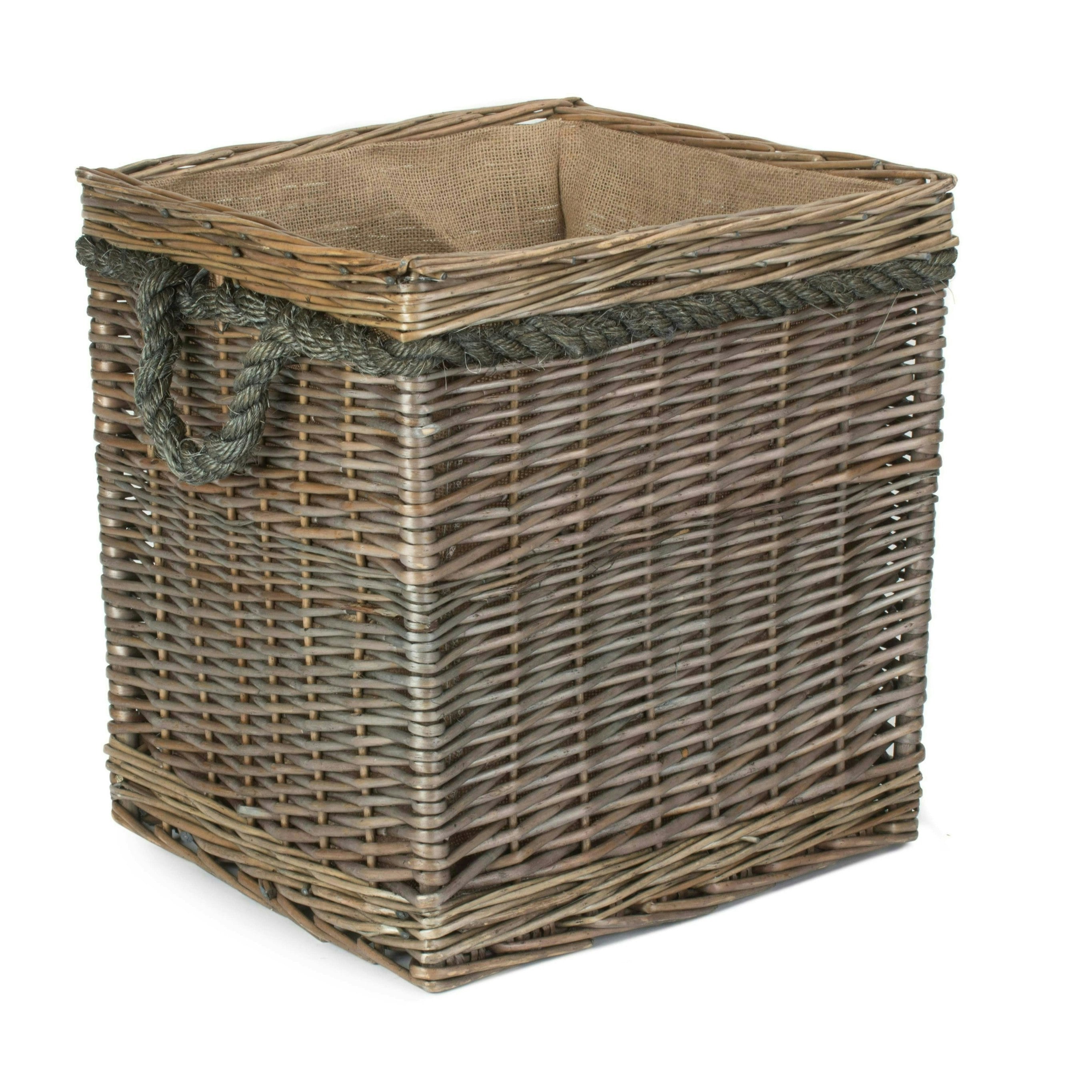 Red Hamper Red/Brown Hamper Square Rope Handled Wicker Log Basket