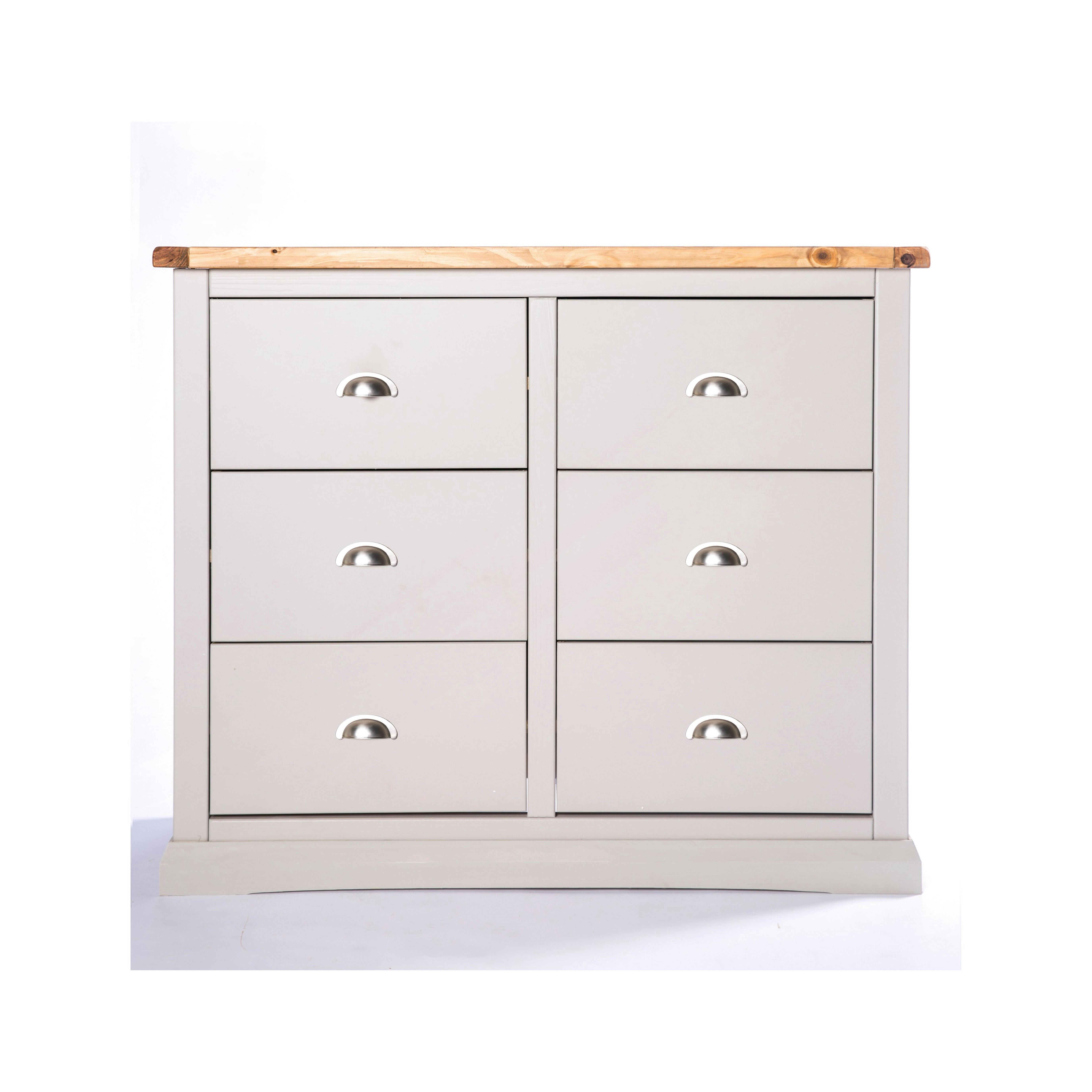Cabinet Bits Loreo 3 Over 3 Drawer Chest - Grey / Chrome - Image 4