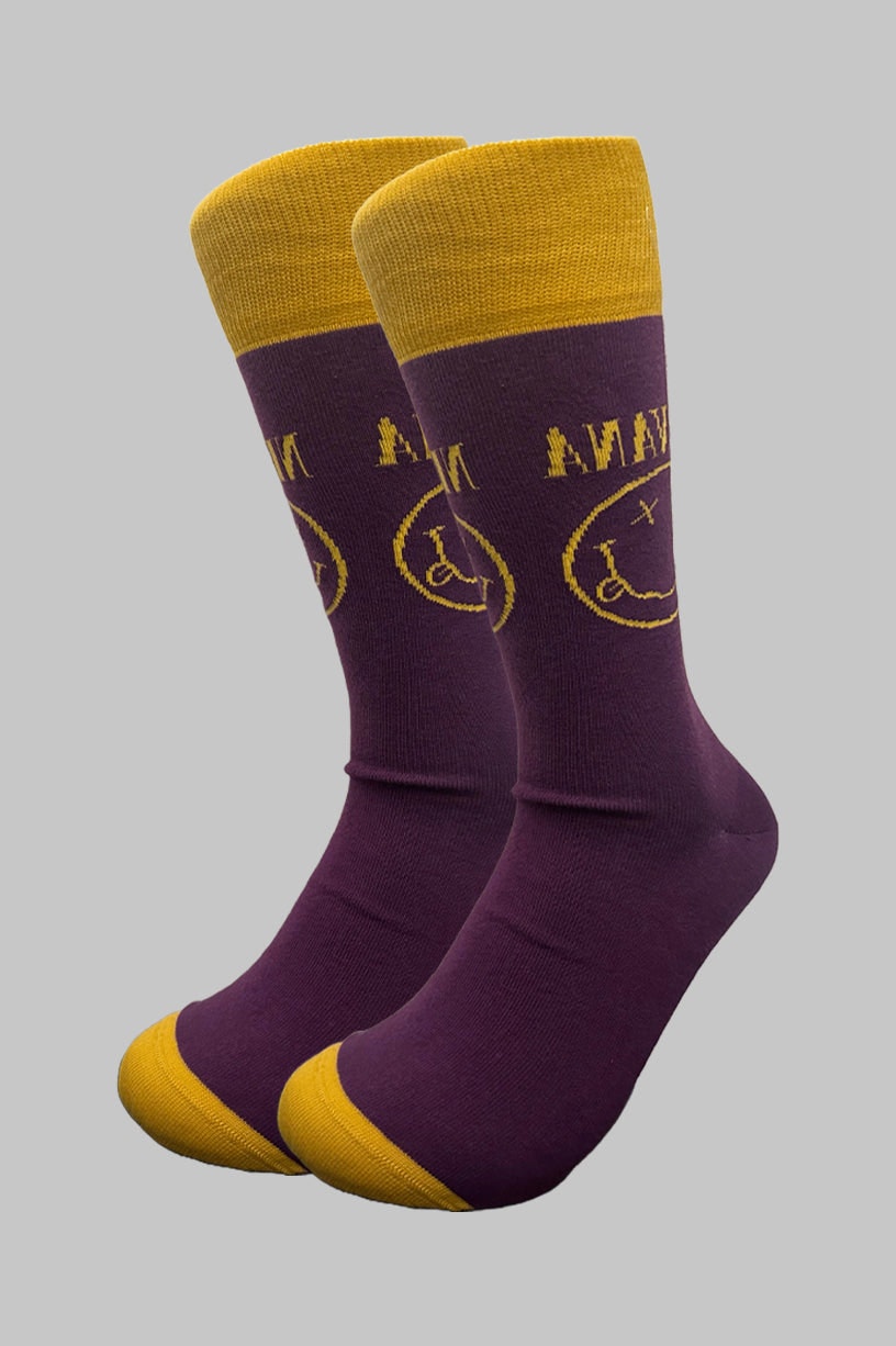 Paradiso Clothing Unisex Yellow Nirvana Grunge Smile Ankle Socks