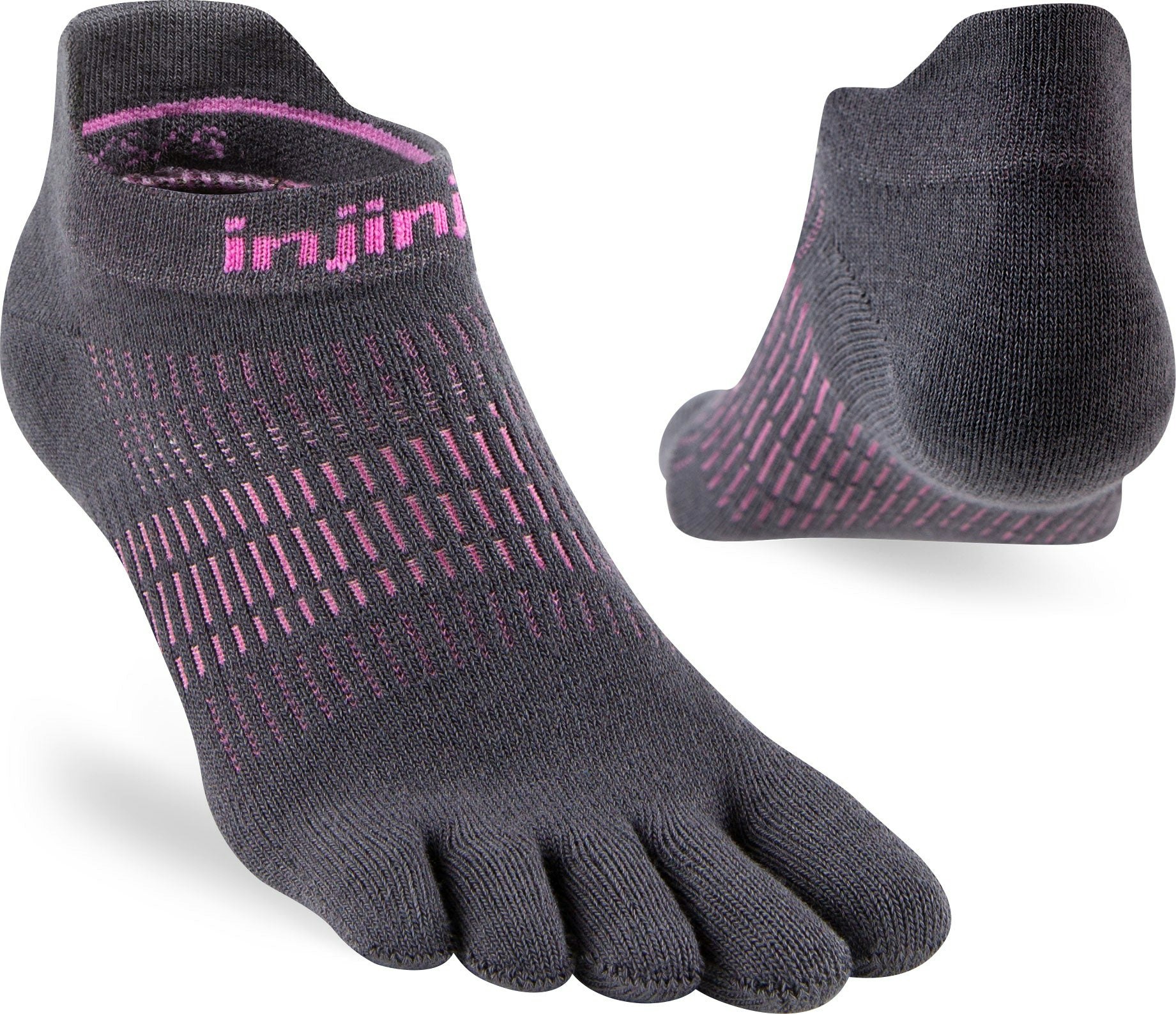 Injinji Women's Silver/Grey/Black Lightweight No-Show Toe Socks (Inj-Wns) - / - Medium/Large