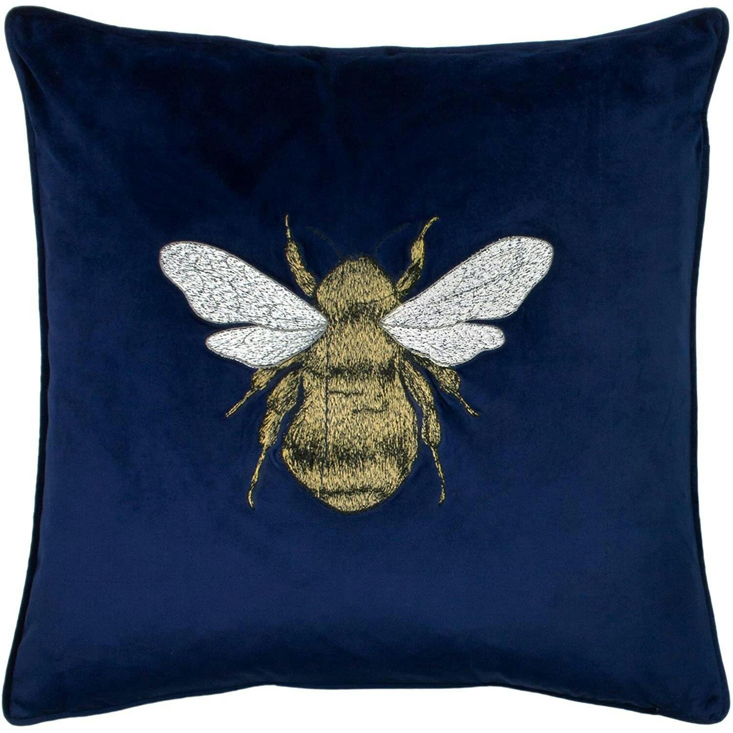 Rackhams Hortus Bee Cushion Cover - Navy - 50Cm X 50Cm - Navy - 100% Polyester