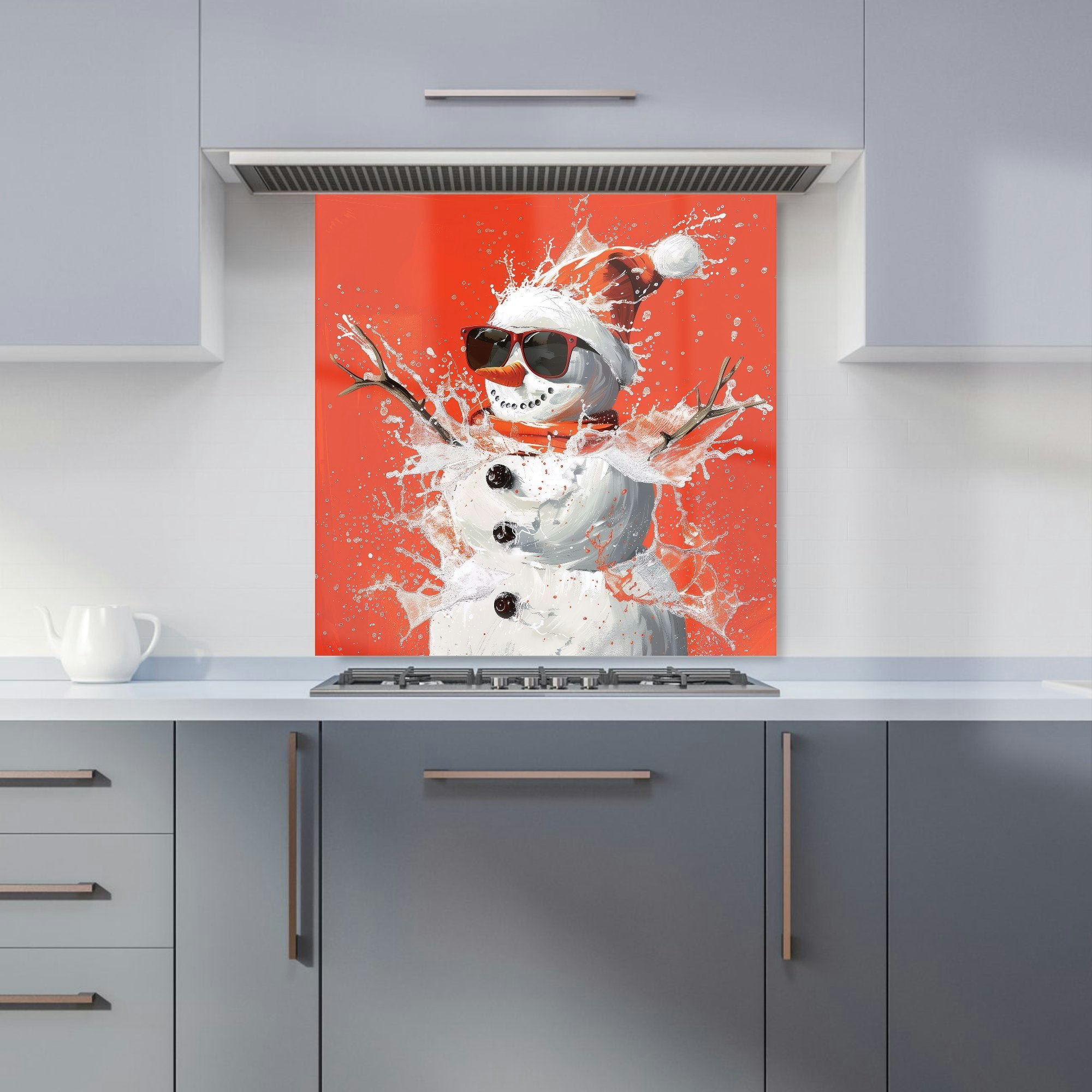 Warren Reed - Designer Cool Snowman In Winter Splash Kitchen Splashback - W600mm X H600mm