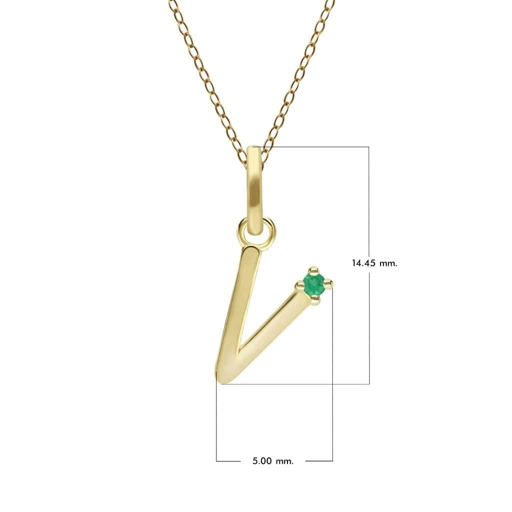 Gemondo Yellow/Gold Initial Emerald Letter Necklace In 9Ct - V
