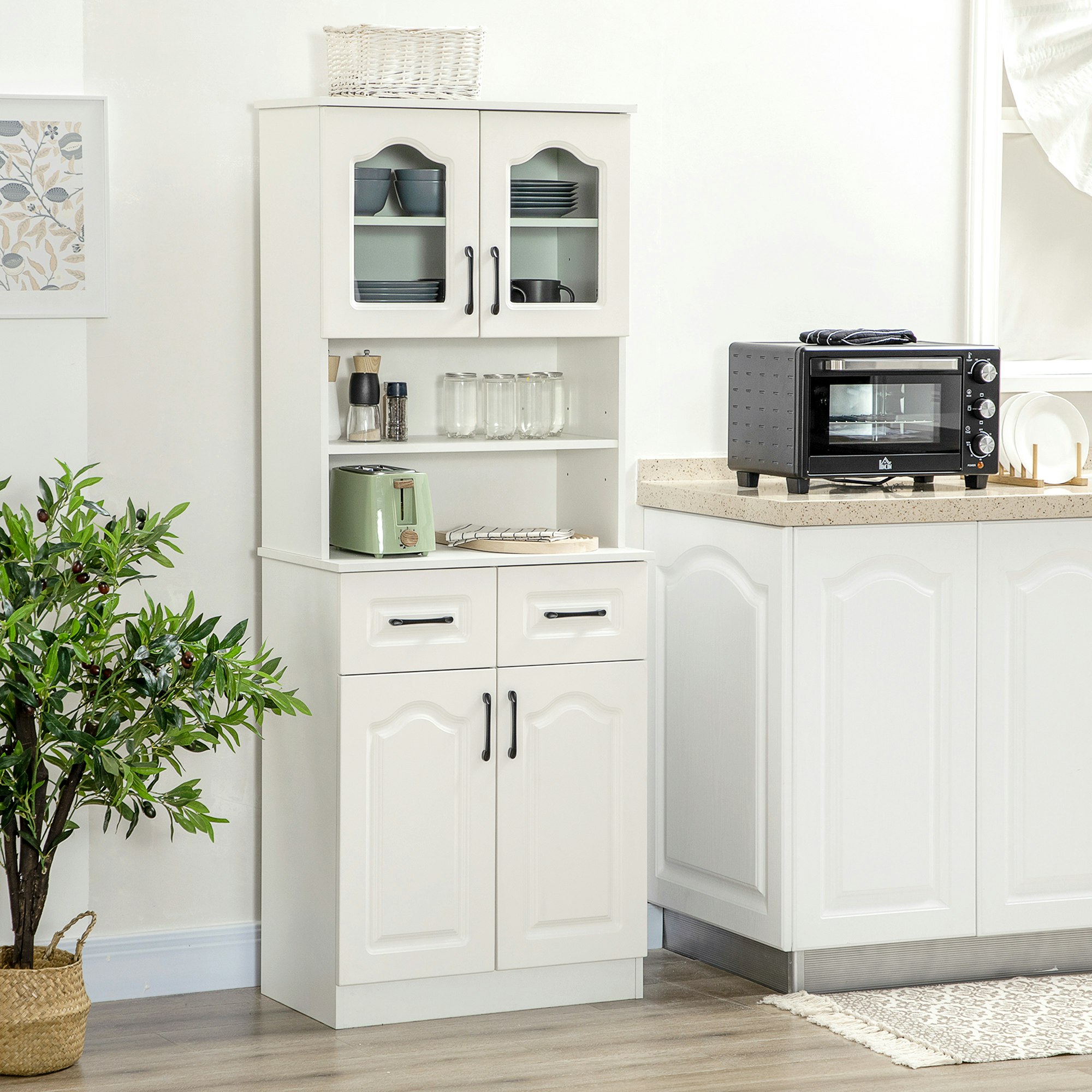 Rackhams White Kitchen Cupboard Storage Cabinet Adjustable Shelves, Countertop,